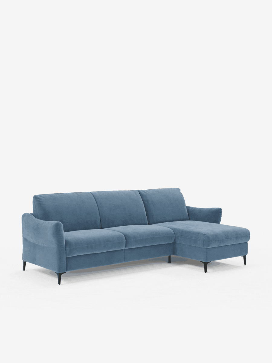 Dalia divano letto con penisola contenitore e materasso alto 18 cm - piedini alti e tessuto smacchiabile T30