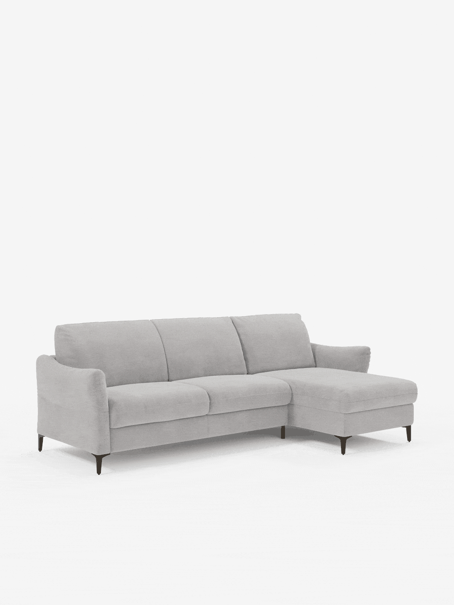 Dalia divano letto con penisola contenitore e materasso alto 18 cm - piedini alti e tessuto smacchiabile T30