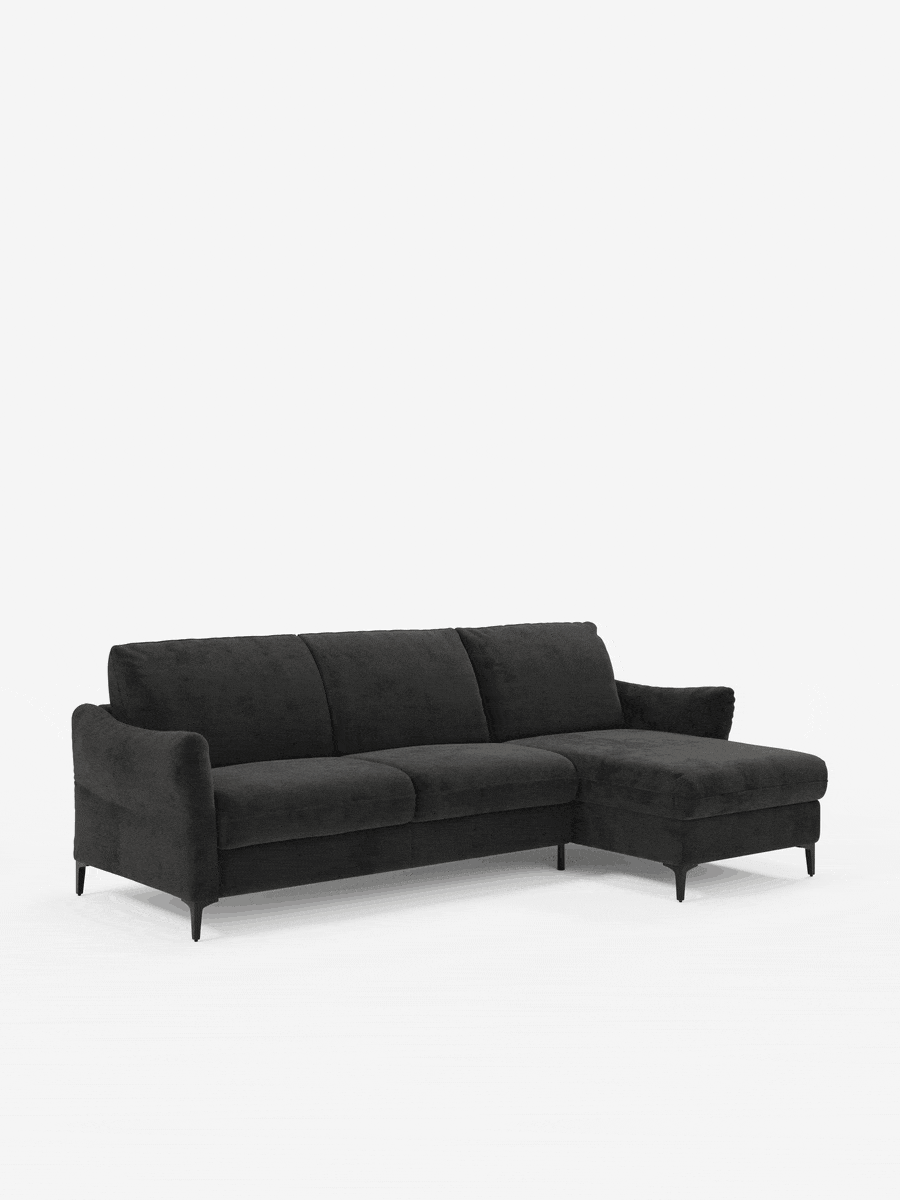 Dalia divano letto con penisola contenitore e materasso alto 18 cm - piedini alti e tessuto smacchiabile T30