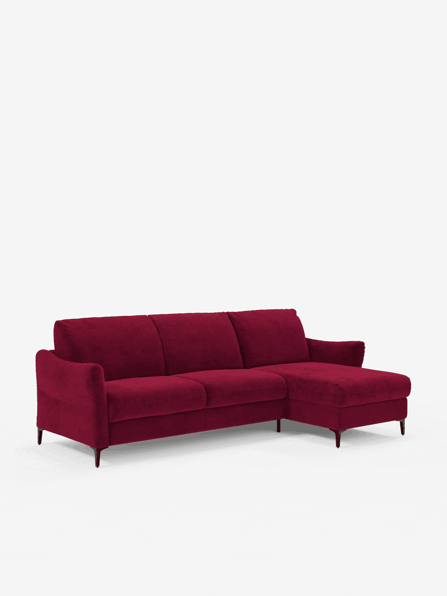 Dalia divano letto con penisola contenitore e materasso alto 18 cm - piedini alti e tessuto smacchiabile T30