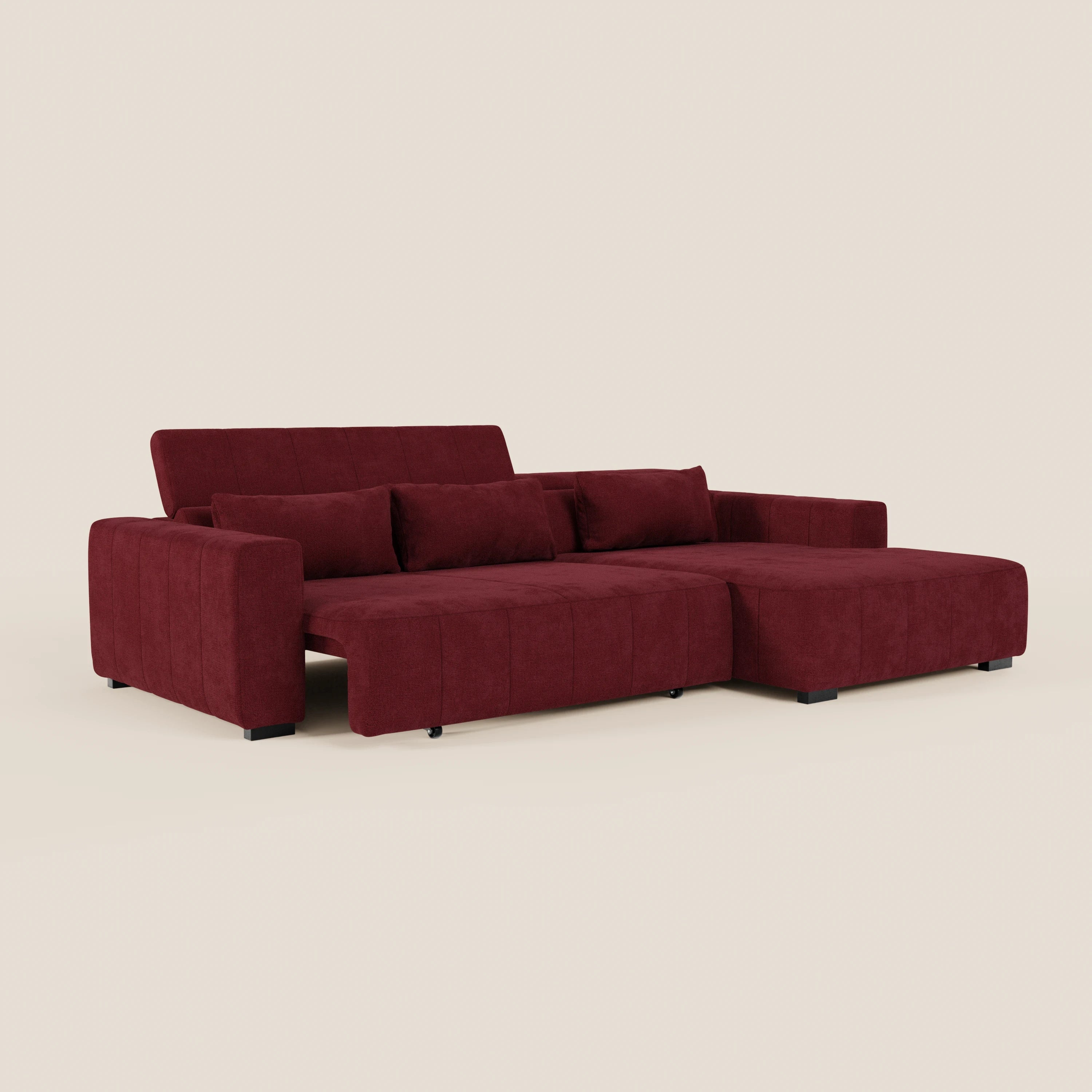 Doric Divano angolare con penisola e sedute allungabili con relax elettrico - poggiatesta reclinabili in tessuto smacchiabile T23 - divani.store