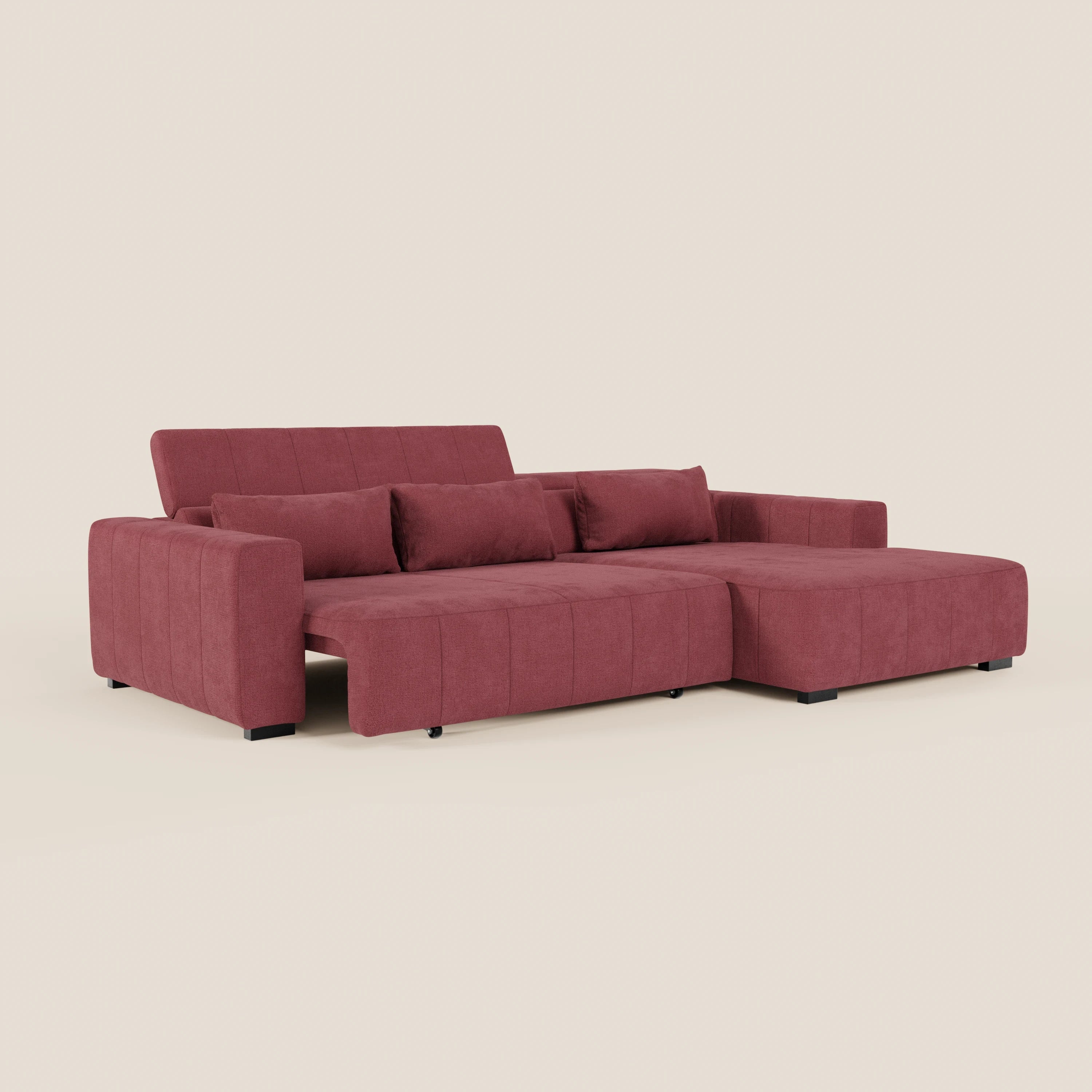 Doric Divano angolare con penisola e sedute allungabili con relax elettrico - poggiatesta reclinabili in tessuto smacchiabile T23 - divani.store