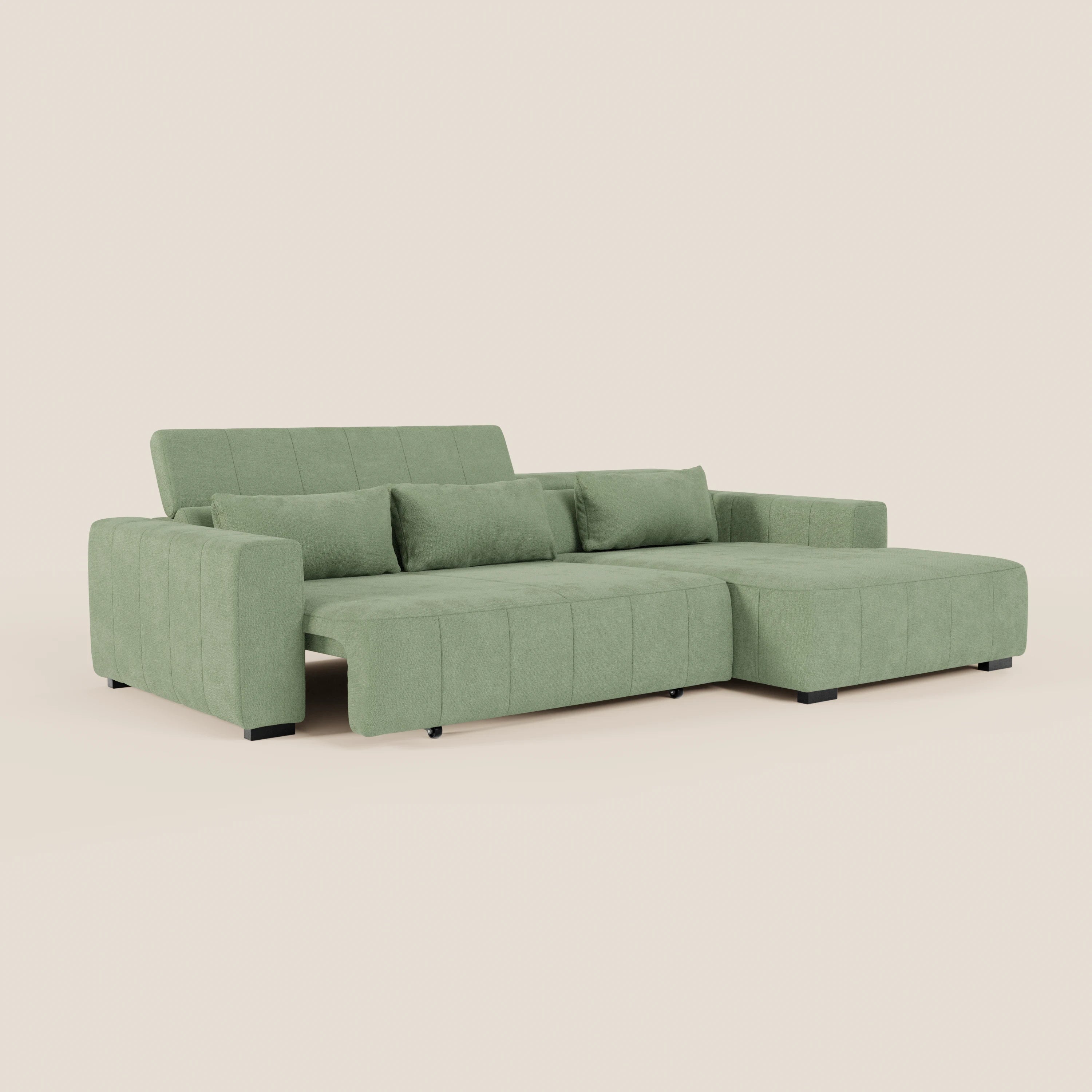 Doric Divano angolare con penisola e sedute allungabili con relax elettrico - poggiatesta reclinabili in tessuto smacchiabile T23 - divani.store