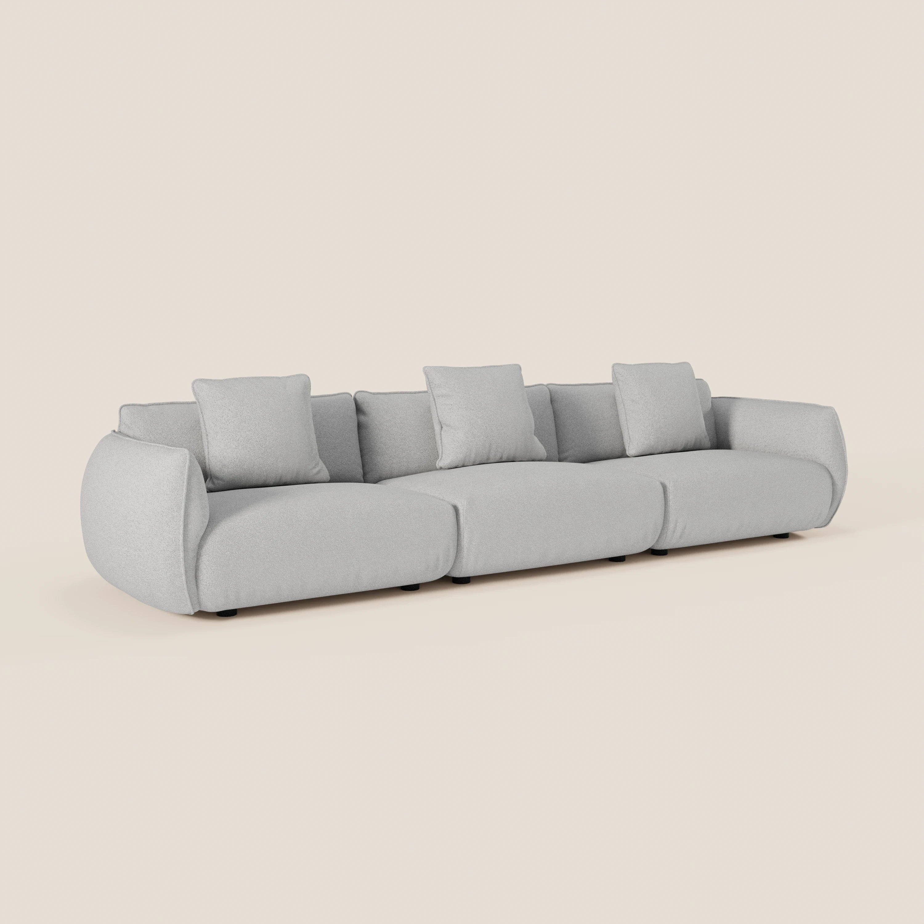 Nimbus divano lineare modulare a 3 sedute componibile in morbido tessuto T33 - divani.store