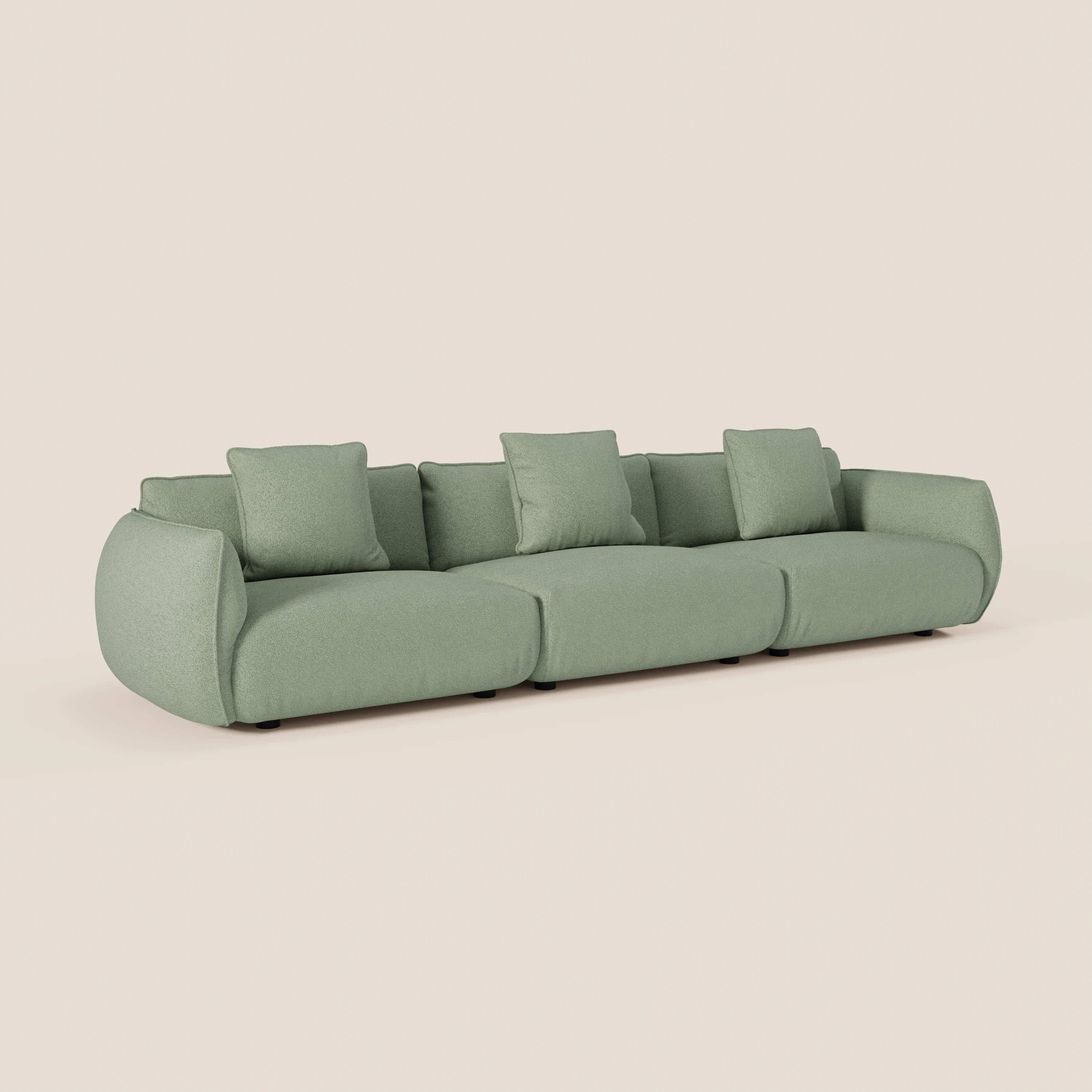 Nimbus divano lineare modulare a 3 sedute componibile in morbido tessuto T33 - divani.store