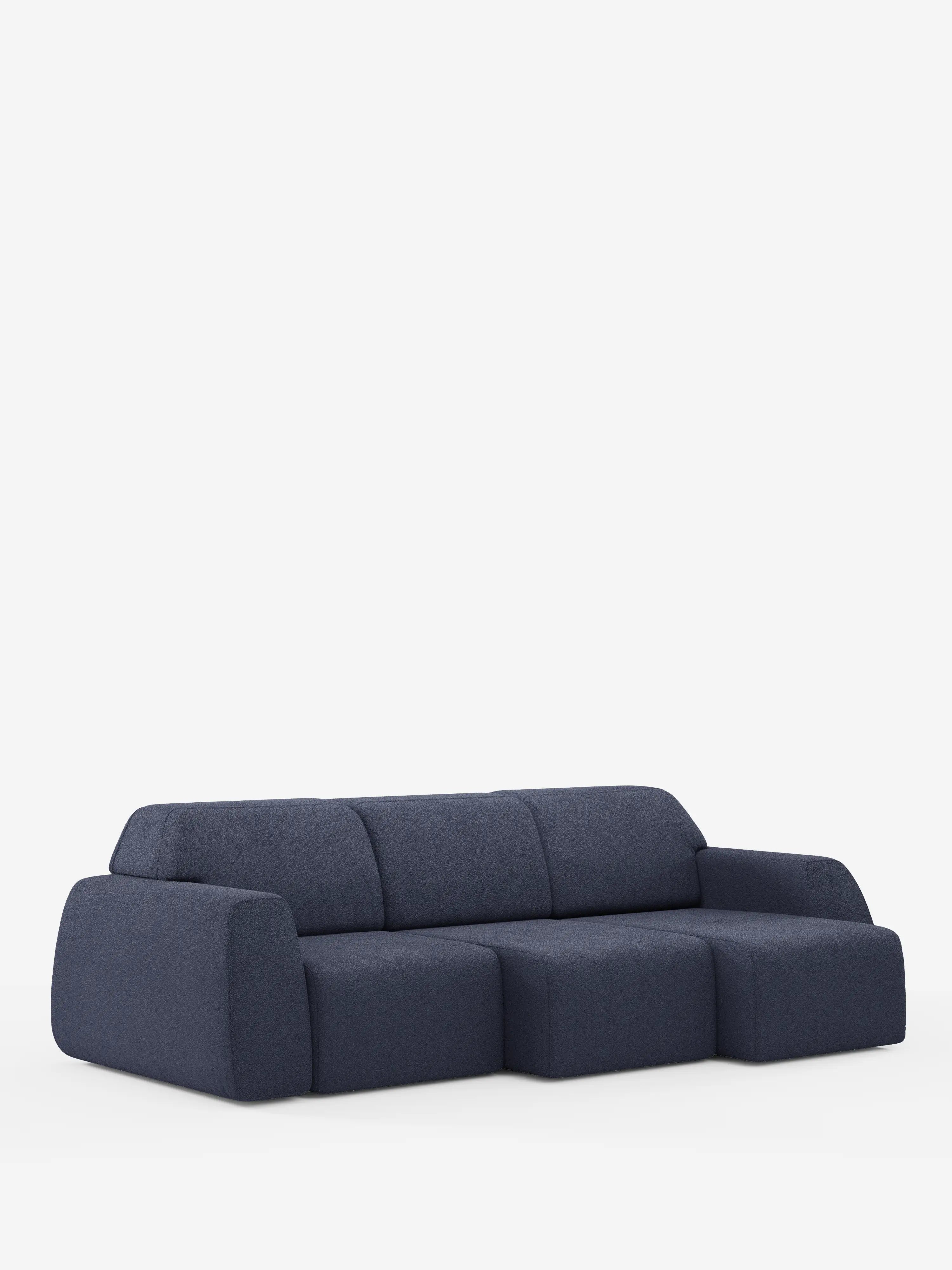 Orbit Sofa mit 3 verschiebbaren und ausziehbaren Sitzen aus schmutzabweisendem Stoff in Baumwolloptik T33