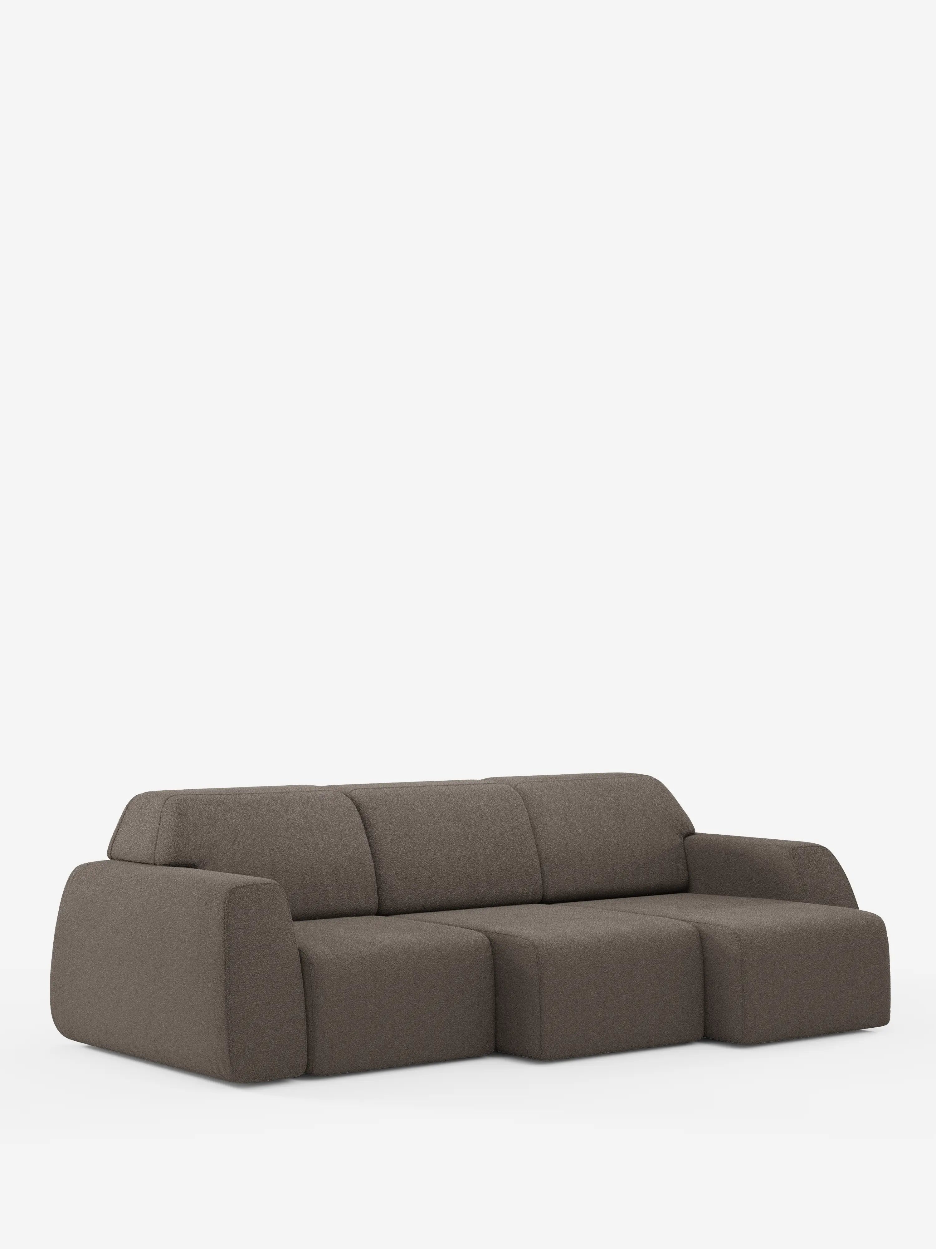 Orbit Sofa mit 3 verschiebbaren und ausziehbaren Sitzen aus schmutzabweisendem Stoff in Baumwolloptik T33