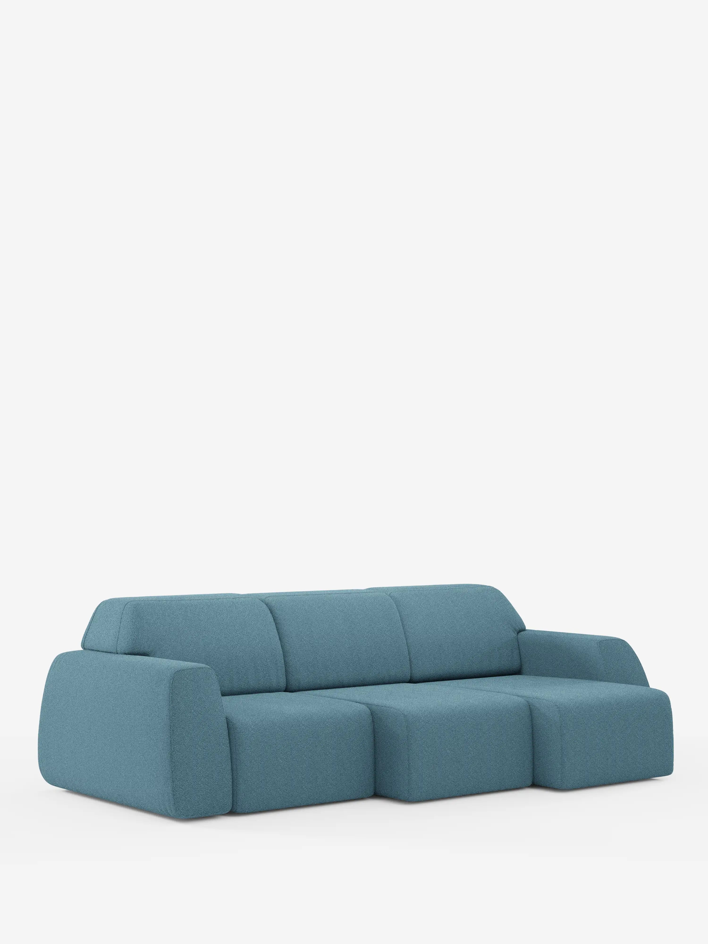 Orbit Sofa mit 3 verschiebbaren und ausziehbaren Sitzen aus schmutzabweisendem Stoff in Baumwolloptik T33