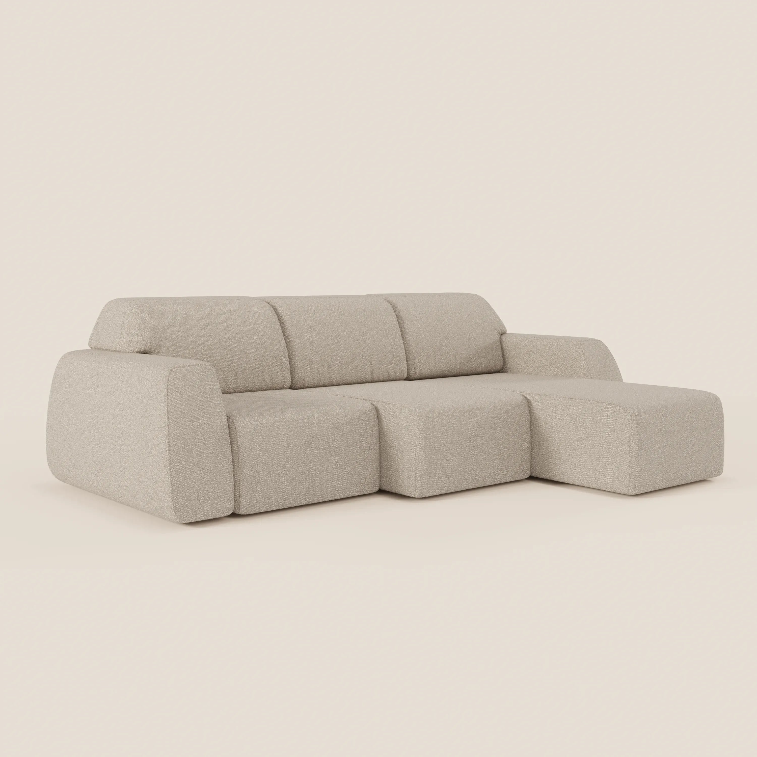 Orbit Divano angolare con penisola reversibile e tutte le sedute allungabili in tessuto smacchiabile effetto cotone T33 - divani.store