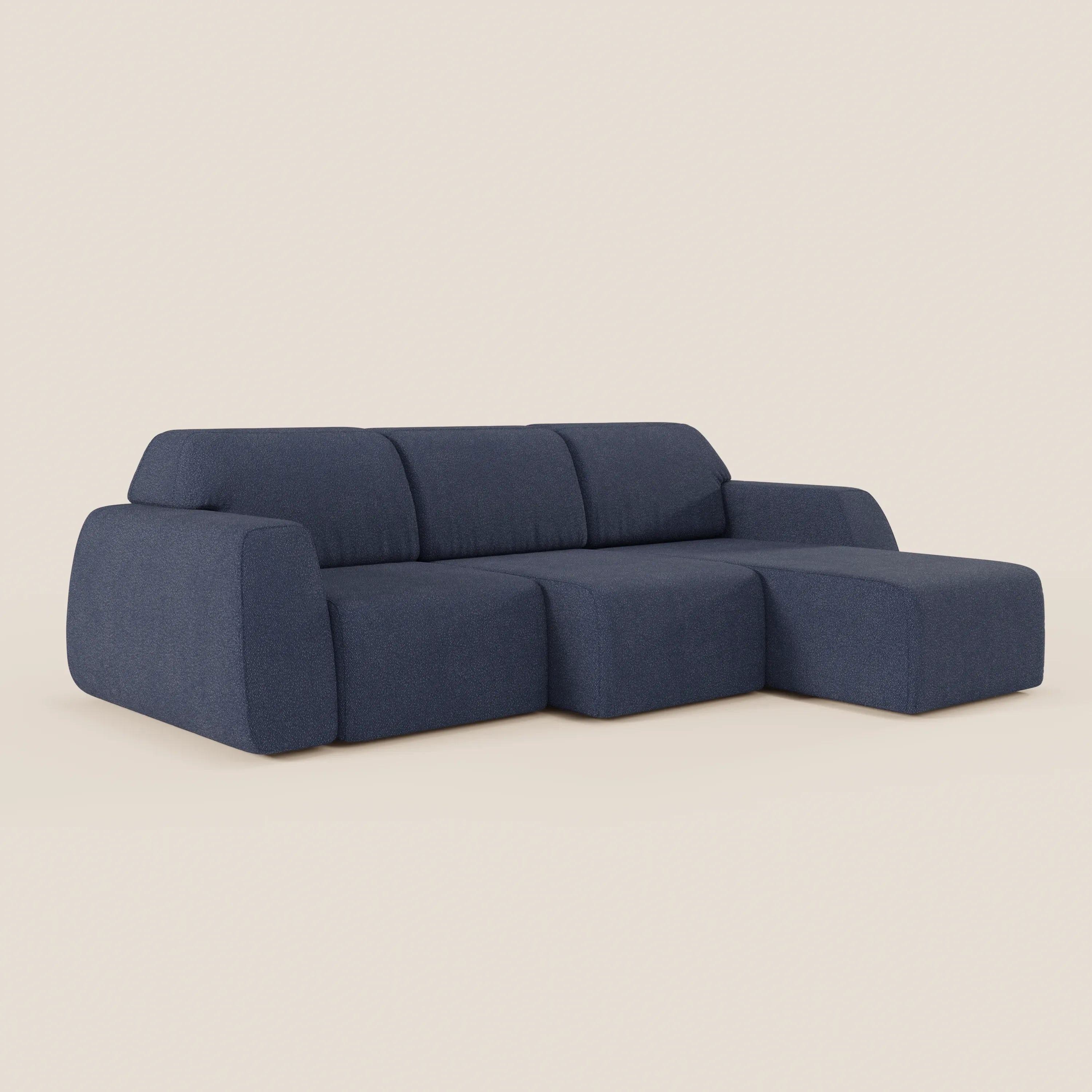 Orbit Divano angolare con penisola reversibile e tutte le sedute allungabili in tessuto smacchiabile effetto cotone T33 - divani.store