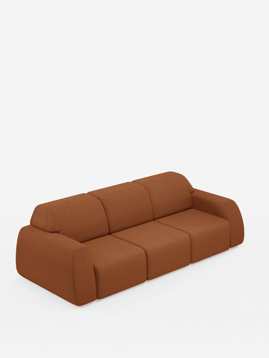 Orbit Sofa mit 3 verschiebbaren und ausziehbaren Sitzen aus schmutzabweisendem Stoff in Baumwolloptik T33