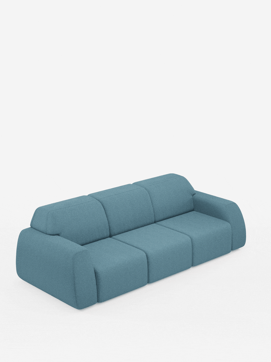 Orbit Sofa mit 3 verschiebbaren und ausziehbaren Sitzen aus schmutzabweisendem Stoff in Baumwolloptik T33