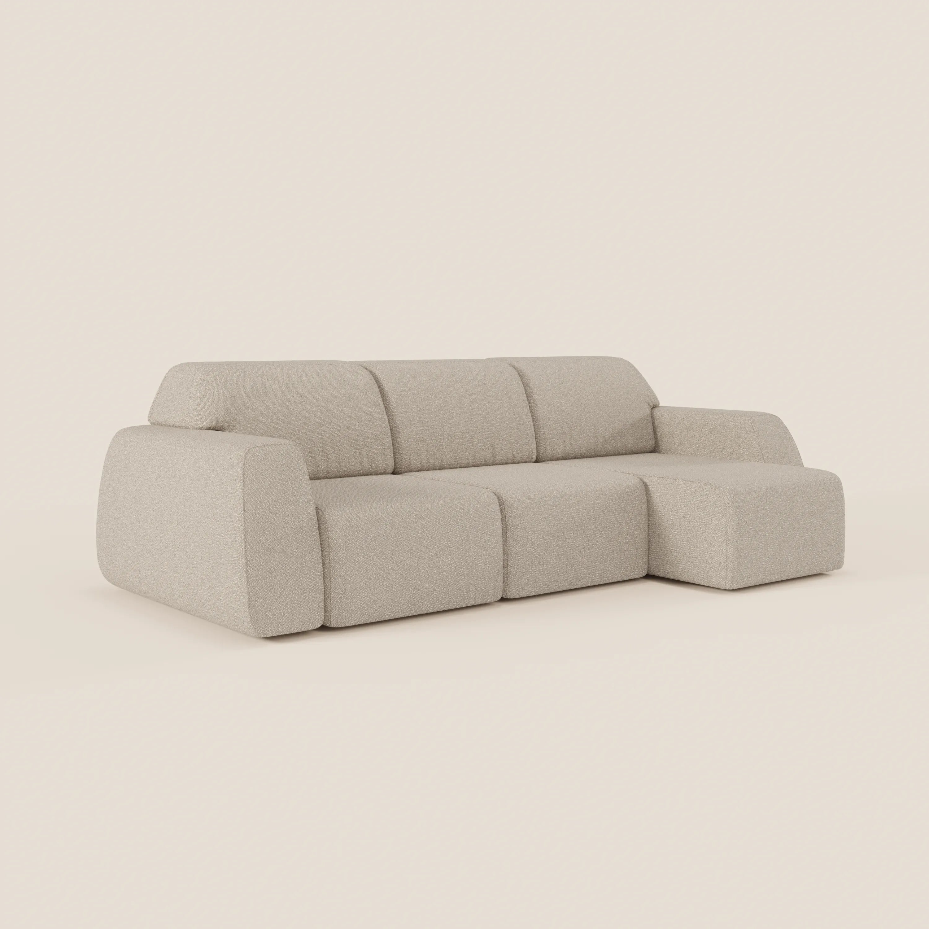 Orbit Divano angolare con penisola reversibile e tutte le sedute allungabili in tessuto smacchiabile effetto cotone T33 - divani.store