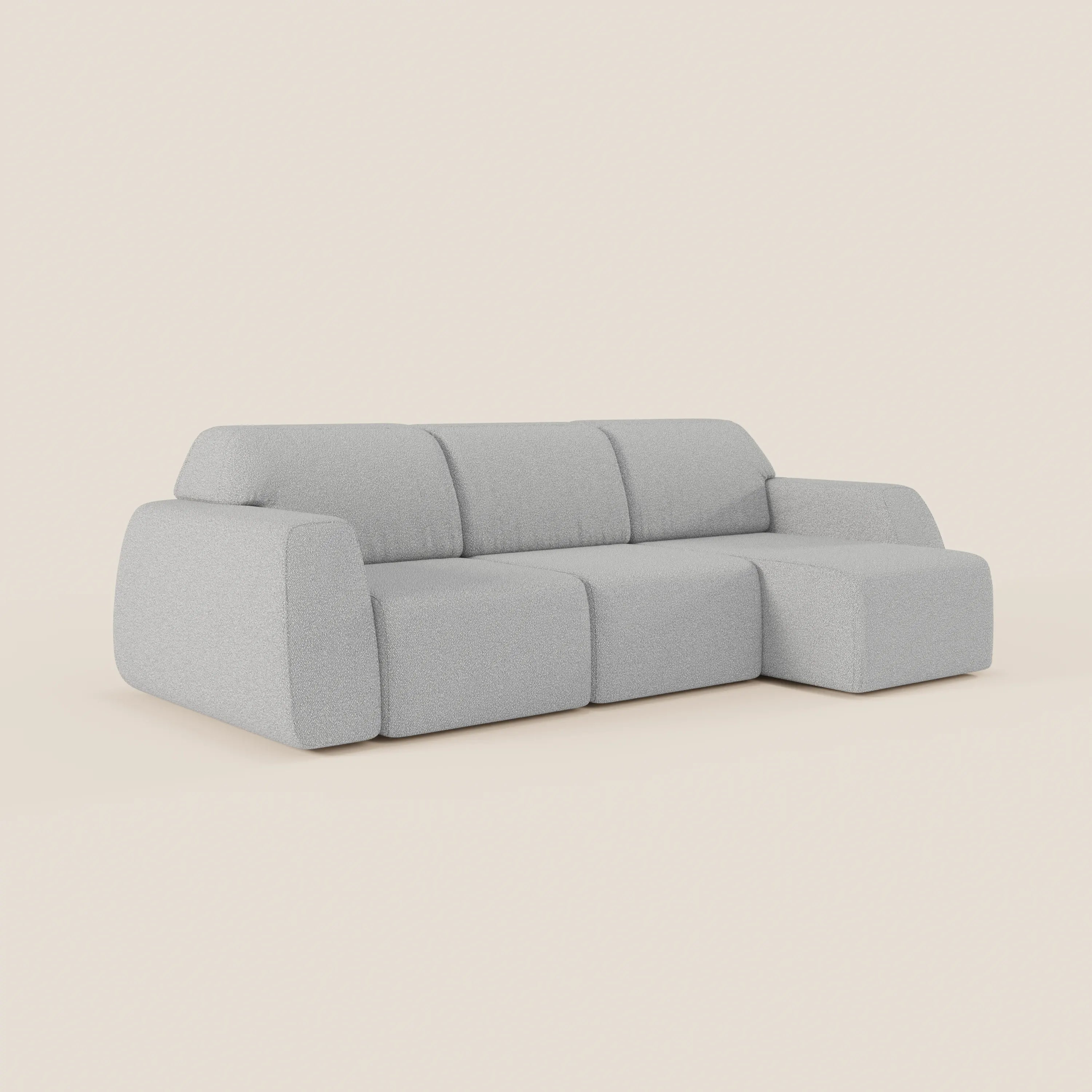 Orbit Divano angolare con penisola reversibile e tutte le sedute allungabili in tessuto smacchiabile effetto cotone T33 - divani.store
