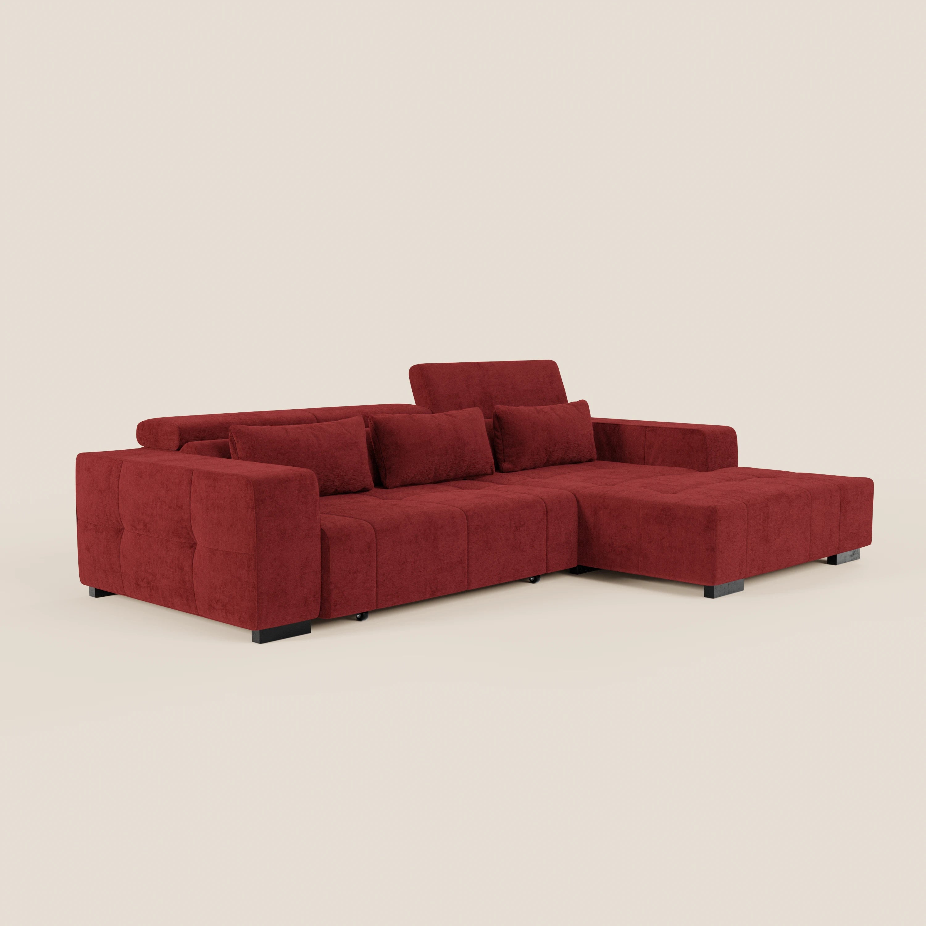 Monarch Divano angolare con penisola e Relax Elettrico per allungamento sedute - Poggiatesta Reclinabili in tessuto morbido smacchiabile T31 - divani.store