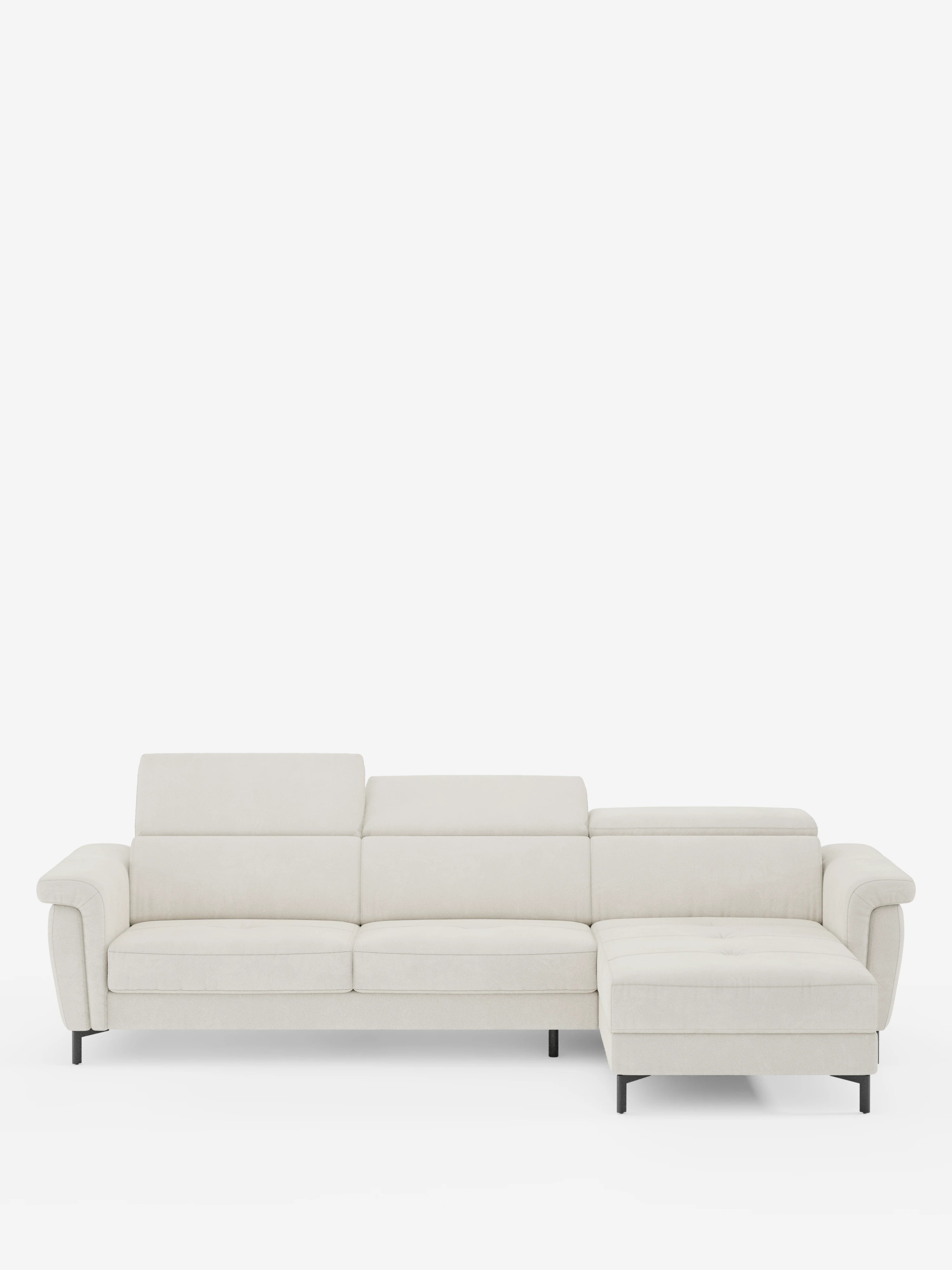 Capri Divano letto angolare con penisola contenitore e poggiatesta reclinabili - elegante tessuto smacchiabile T30