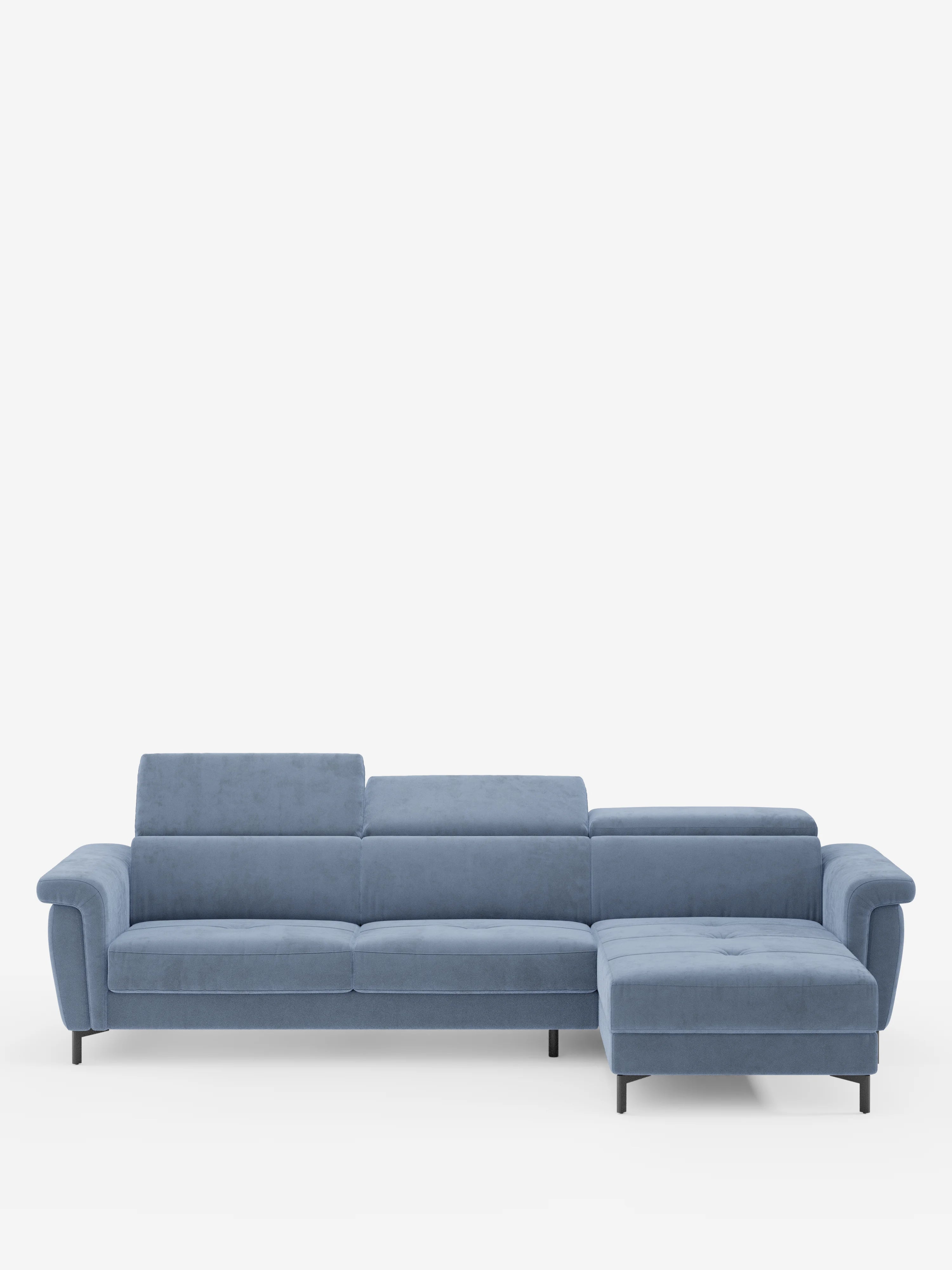 Capri Divano letto angolare con penisola contenitore e poggiatesta reclinabili - elegante tessuto smacchiabile T30