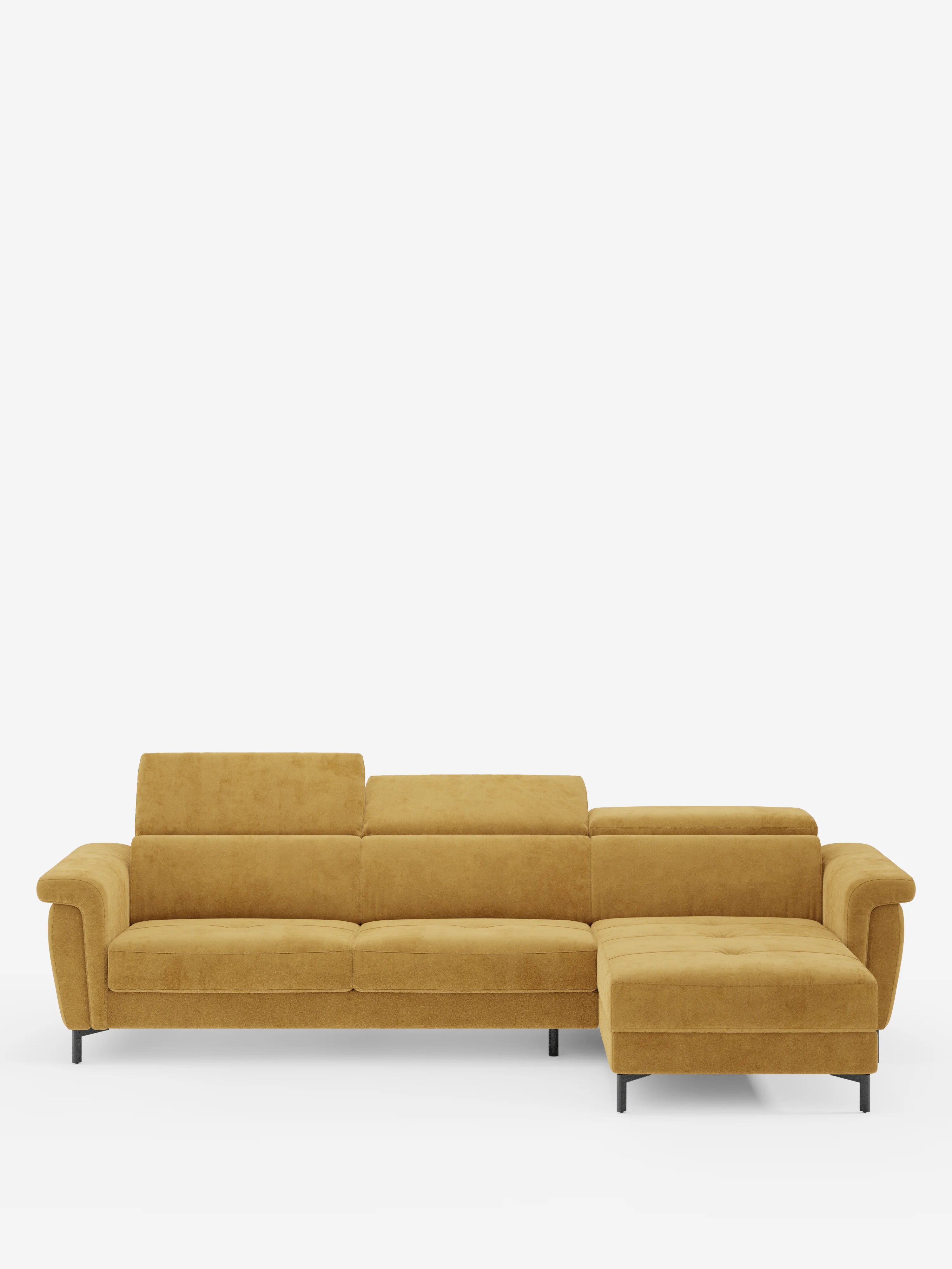 Capri Divano letto angolare con penisola contenitore e poggiatesta reclinabili - elegante tessuto smacchiabile T30