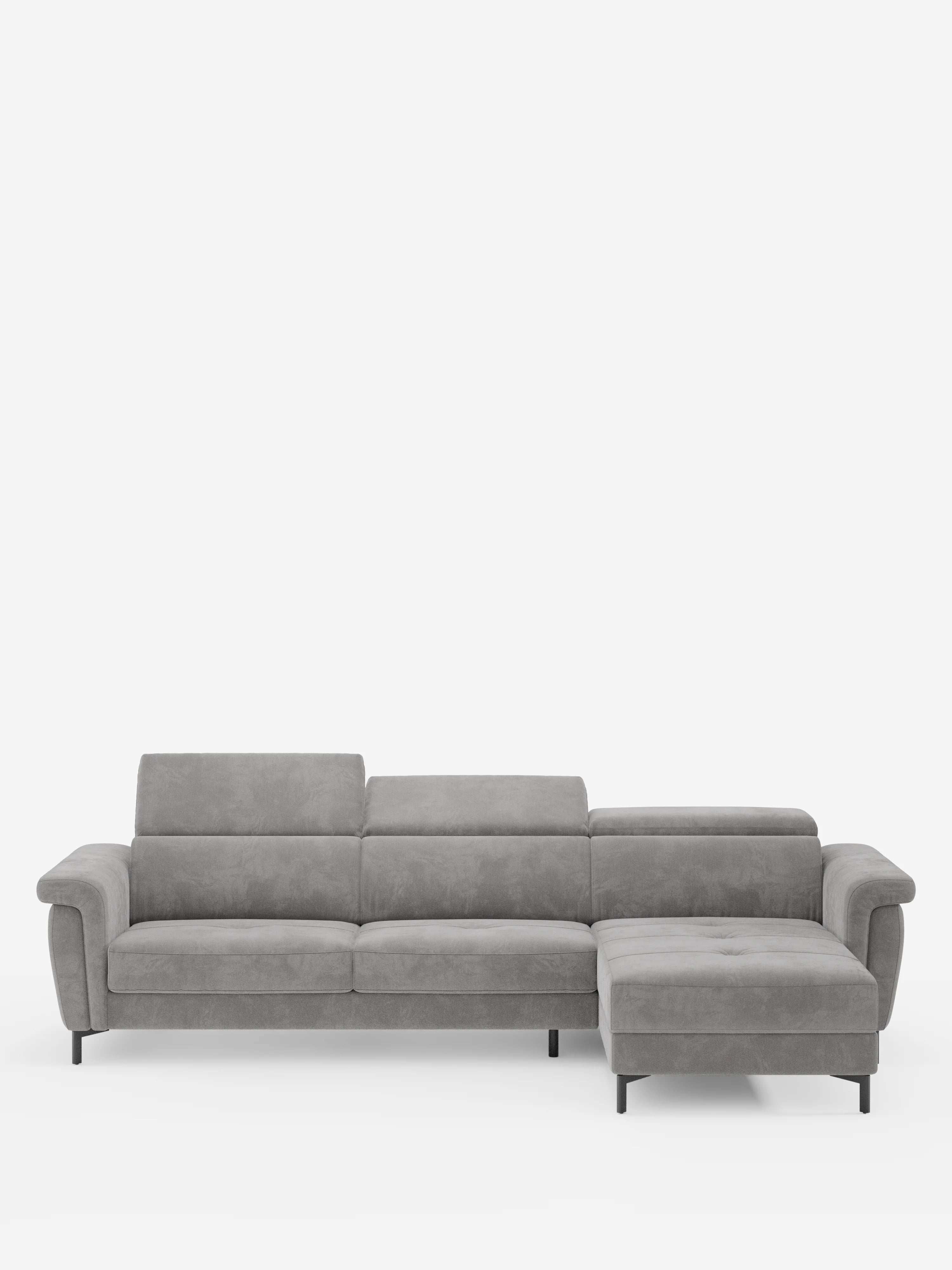 Capri Divano letto angolare con penisola contenitore e poggiatesta reclinabili - elegante tessuto smacchiabile T30