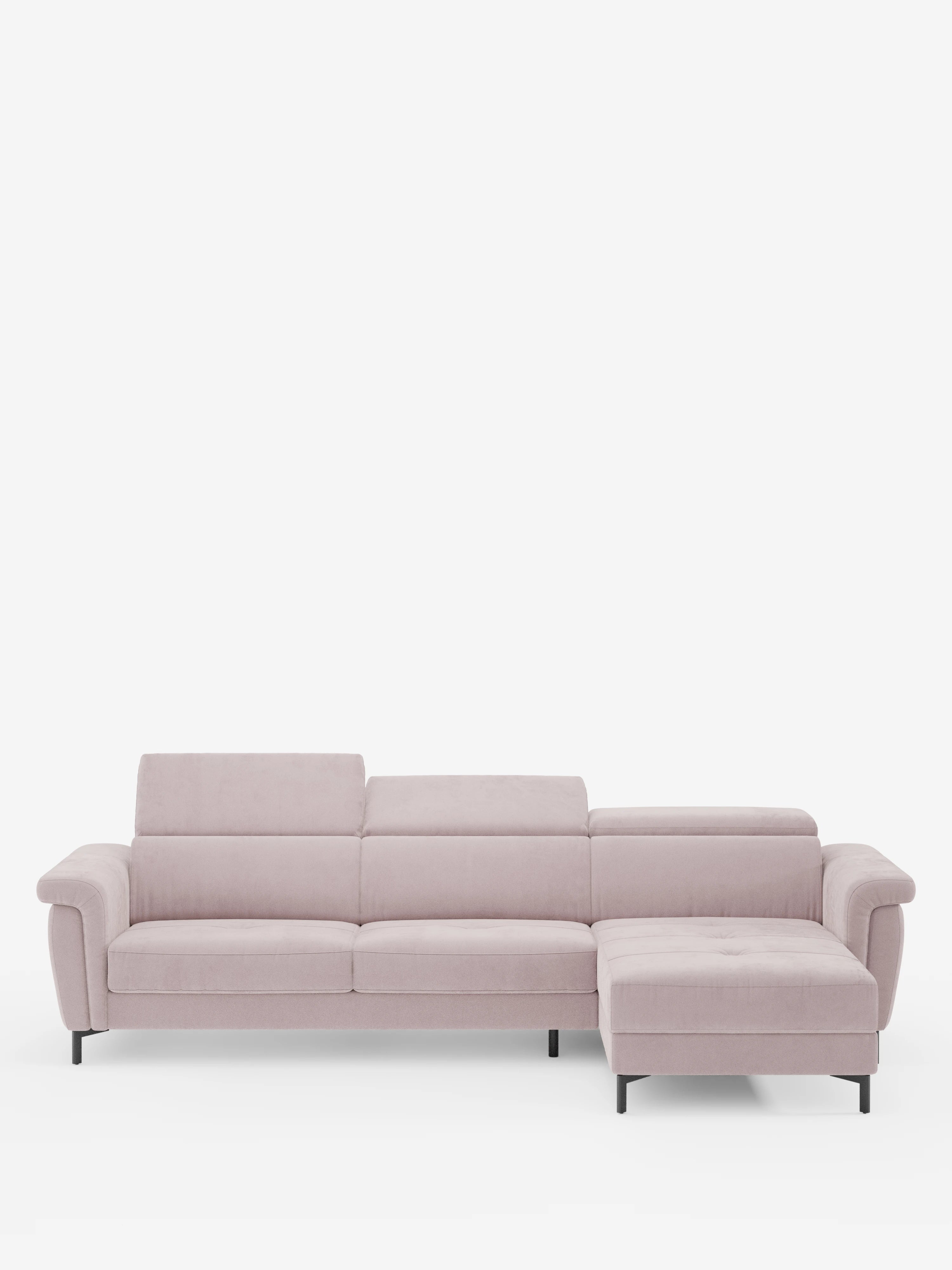 Capri Divano letto angolare con penisola contenitore e poggiatesta reclinabili - elegante tessuto smacchiabile T30