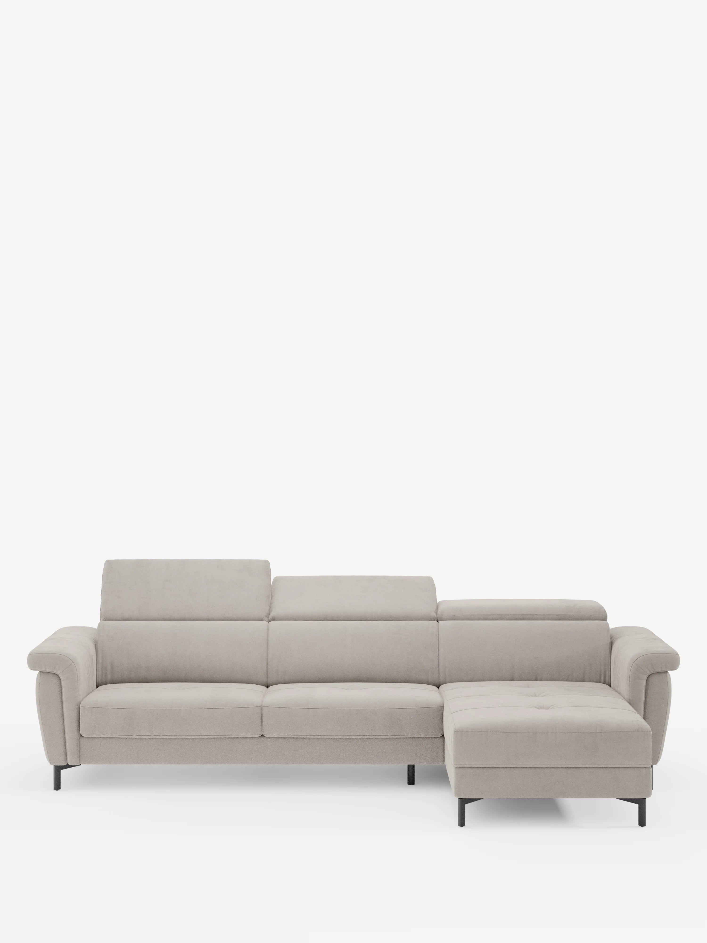 Capri Divano letto angolare con penisola contenitore e poggiatesta reclinabili - elegante tessuto smacchiabile T30