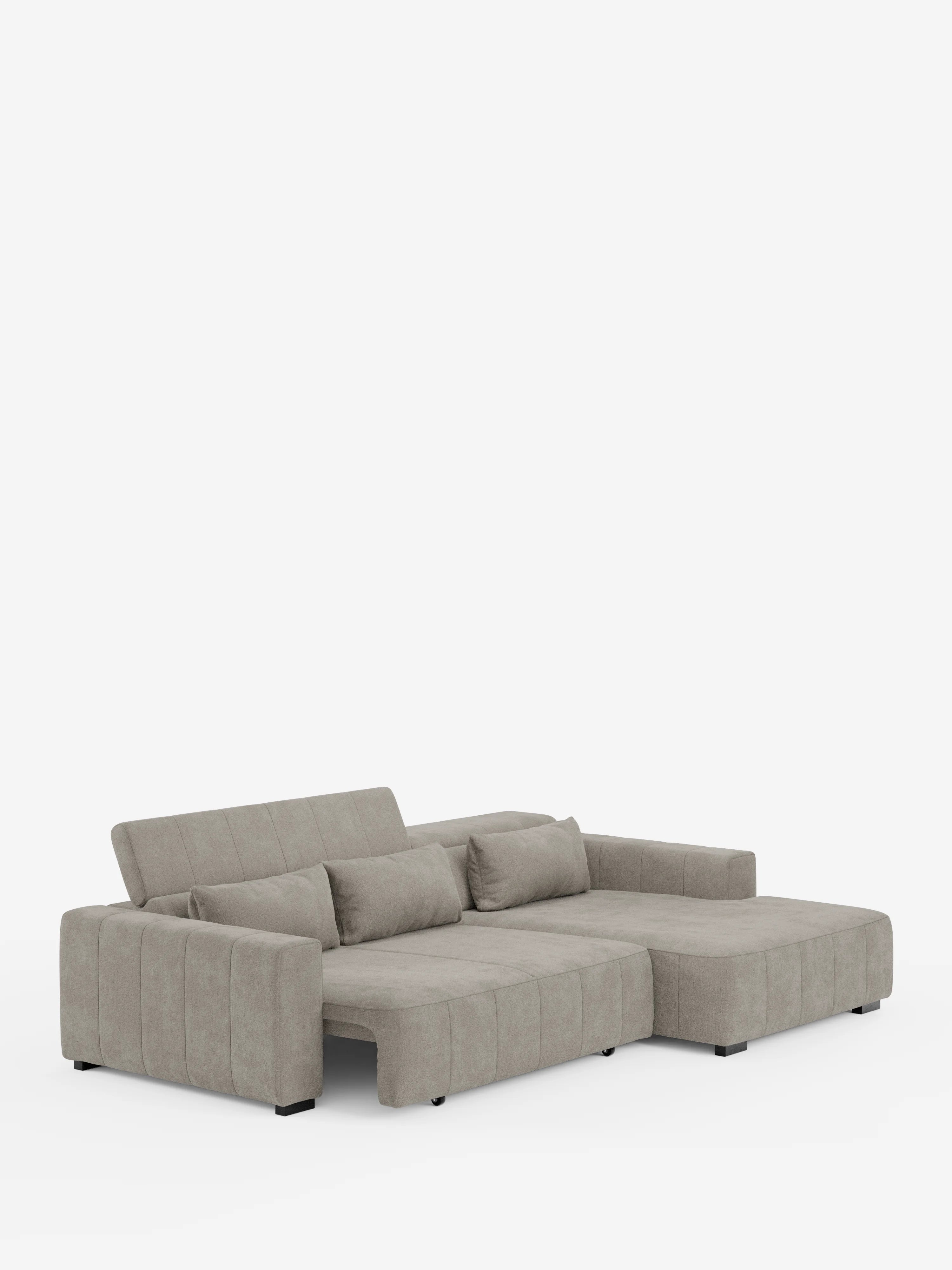 Doric Divano angolare con penisola e sedute allungabili con relax elettrico - poggiatesta reclinabili in tessuto smacchiabile T23