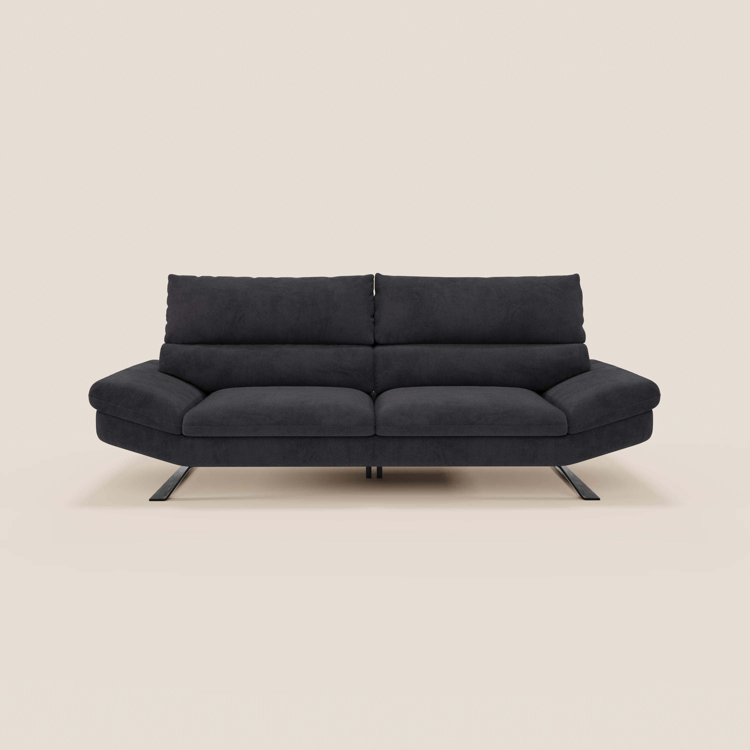 Eclipse Divano dal design moderno 2 e 3 posti con schienali traslanti - piedini alti in elegante microfibra smacchiabile T11 - divani.store
