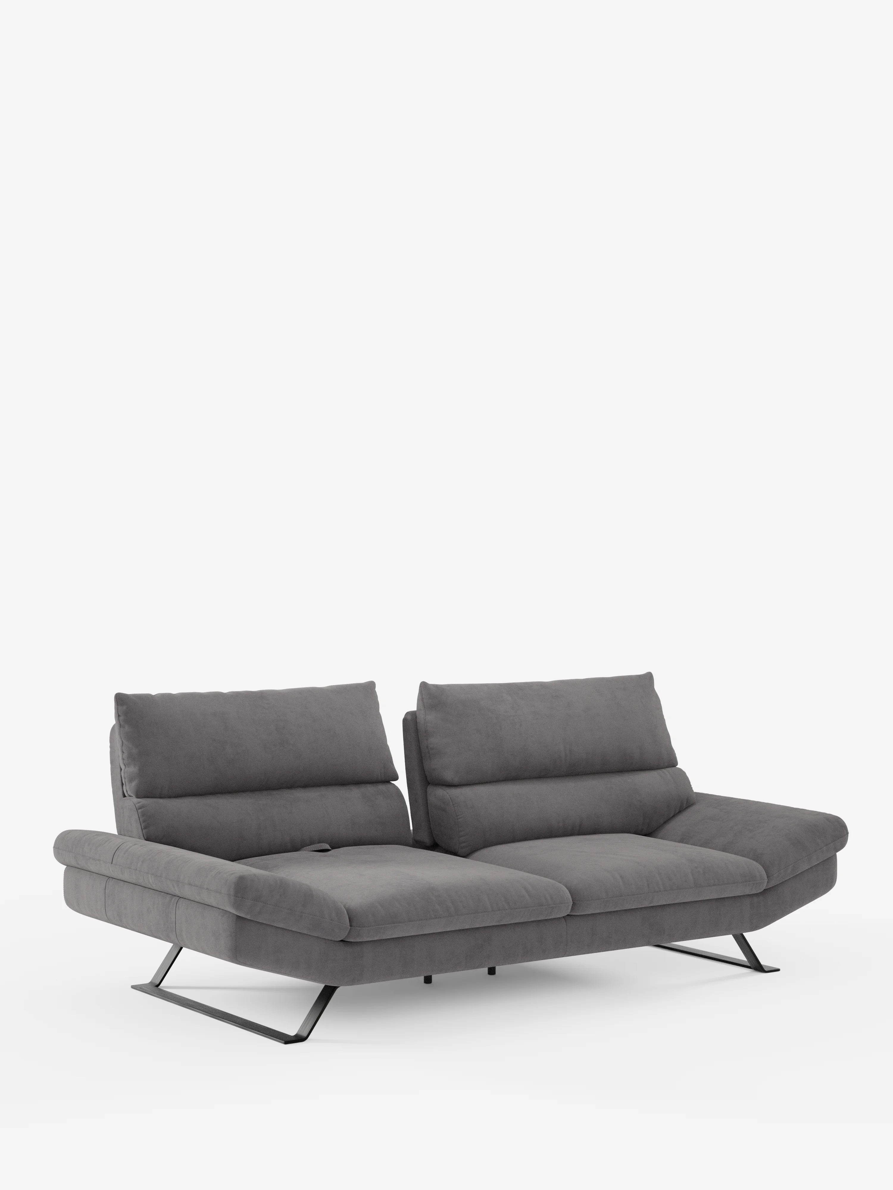 Vi presentiamo il divano Eclipse dal design moderno a 2 e 3 posti di Divani.Store, caratterizzato da eleganti schienali traslanti e morbidi cuscini per un comfort modulabile. Rivestito in microfibra smacchiabile T11 di facile pulizia e dotato di gambe alte e angolate in metallo, questo divano contemporaneo dal design minimalista coniuga lo stile contemporaneo con la funzionalità ed è presentato su uno sfondo bianco a tinta unita.