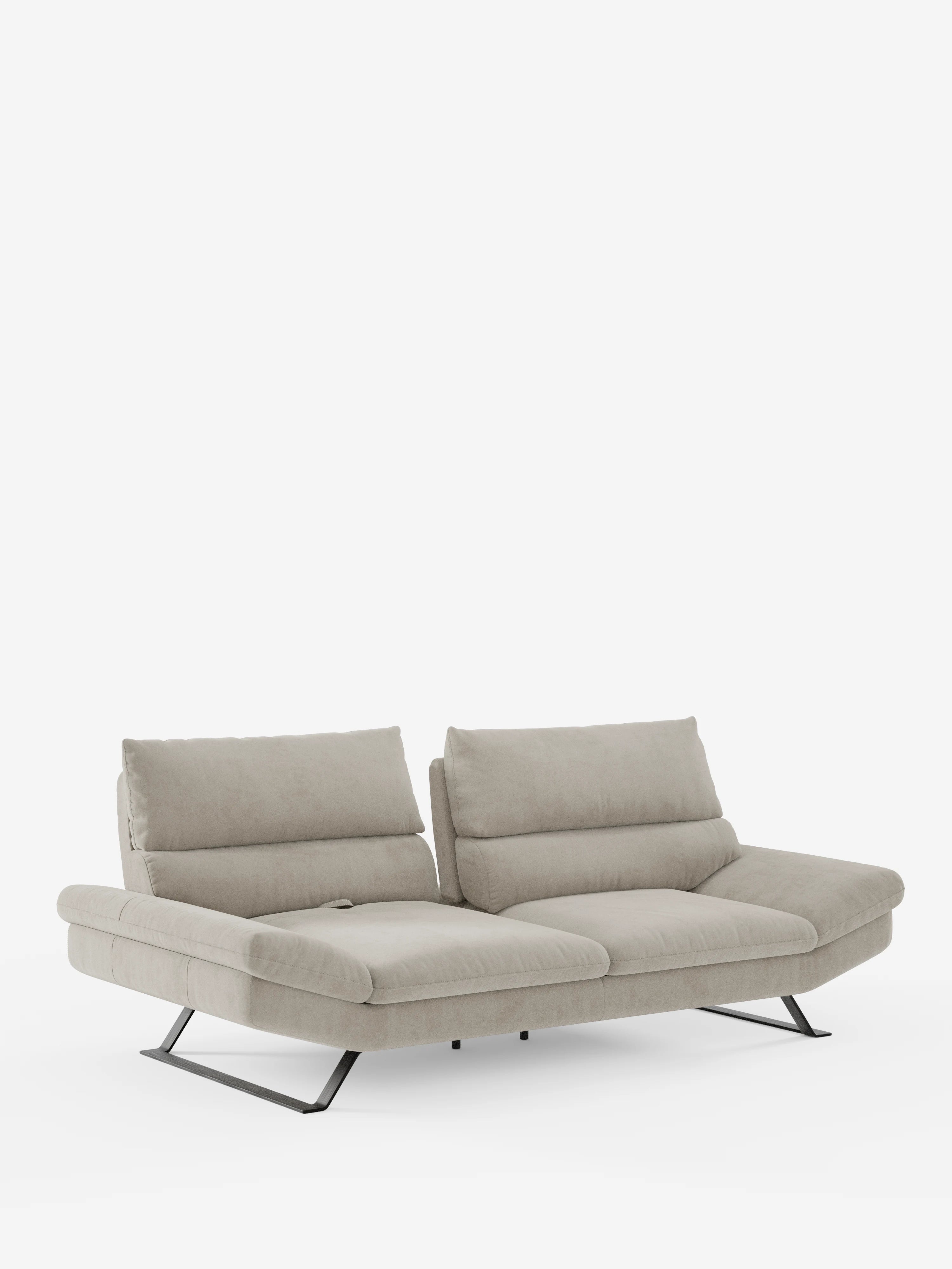 Il divano Eclipse, dal design moderno, di Divani.Store è un divano contemporaneo color grigio chiaro, disponibile nelle versioni a 2 e 3 posti. È caratterizzato da morbidi schienali separati con schienali traslanti per un comfort ideale, ampie sedute e piedini alti angolati in metallo nero. Rivestito in elegante microfibra T11 smacchiabile e facile da pulire, la sua silhouette minimalista incarna perfettamente lo stile del divano contemporaneo su uno sfondo bianco a tinta unita.