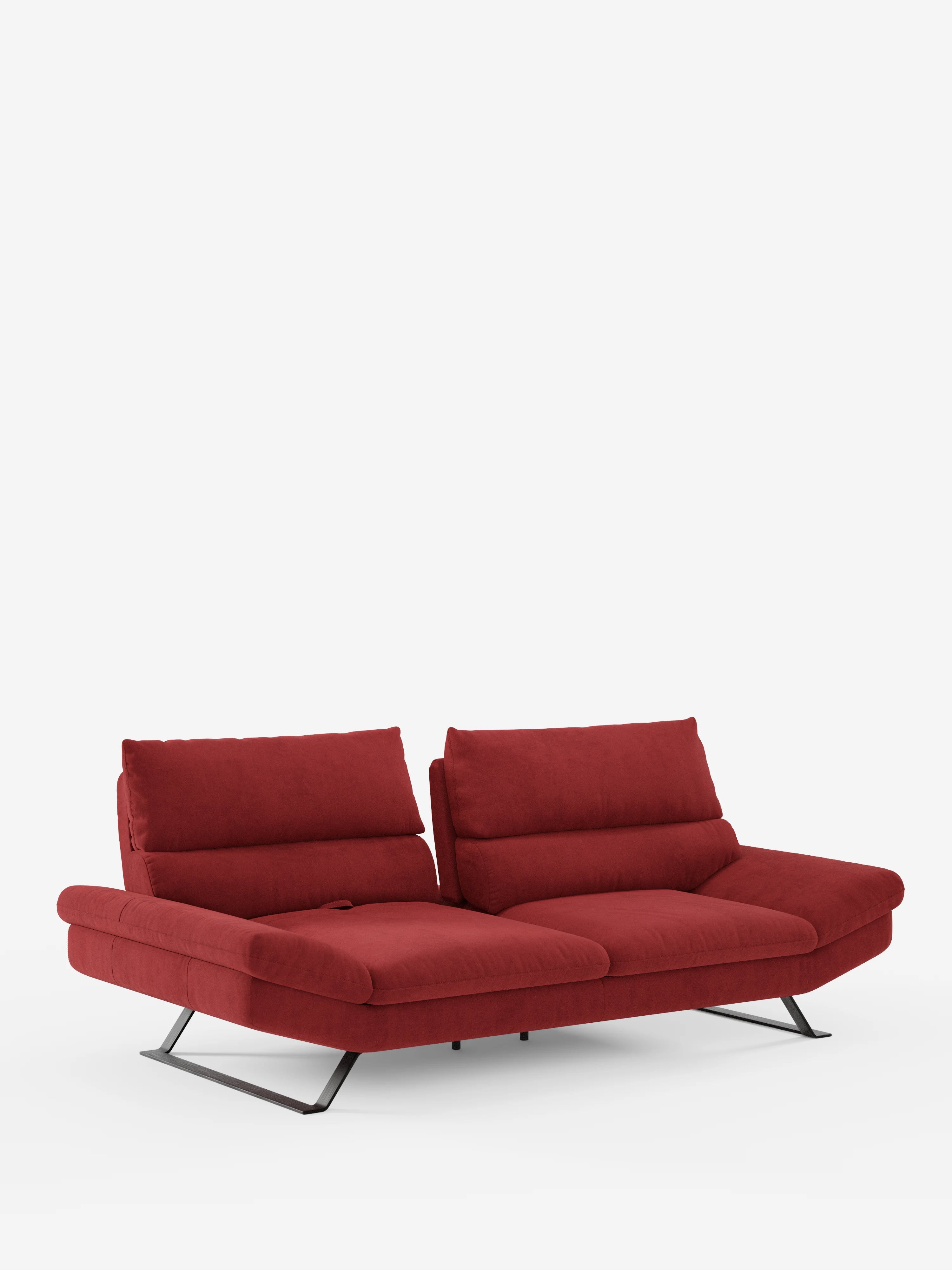 Vi presentiamo Eclipse Divano di Divani.Store: un divano moderno disponibile nelle versioni a 2 e 3 posti, caratterizzato da sedute ampie e morbide e da innovativi schienali traslanti per un comfort personalizzabile. Poggiato su gambe alte e inclinate in metallo nero, questo divano contemporaneo è rivestito con l’elegante tessuto in microfibra T11 resistente alle macchie. Fotografato su uno sfondo bianco liscio, Eclipse mette in risalto il suo design slanciato e la sua texture lussuosa.