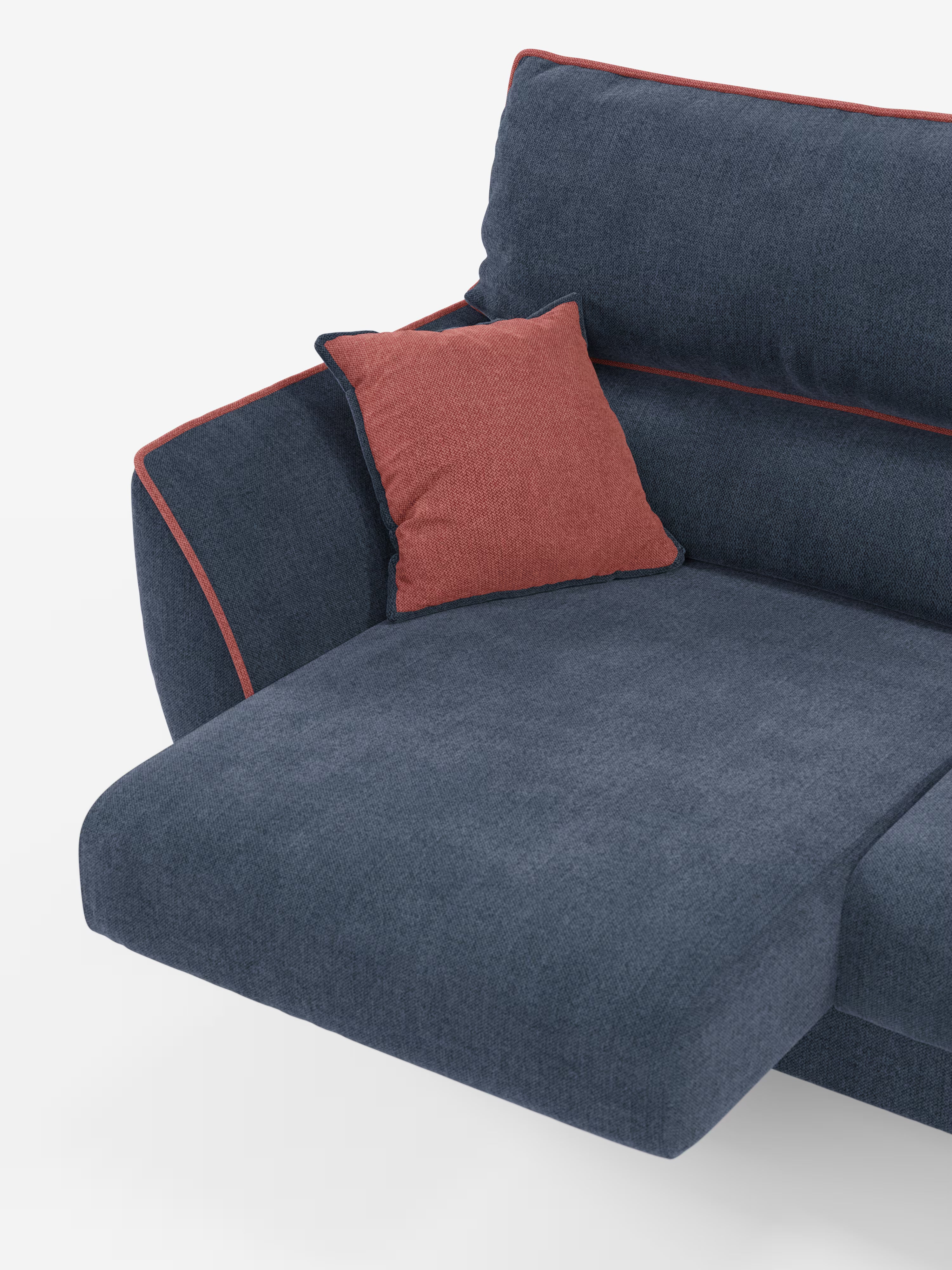 Michelangelo 4 plazas bicolor – Sofá con 3 asientos extensibles y reposacabezas reclinables en tejido antimanchas T23