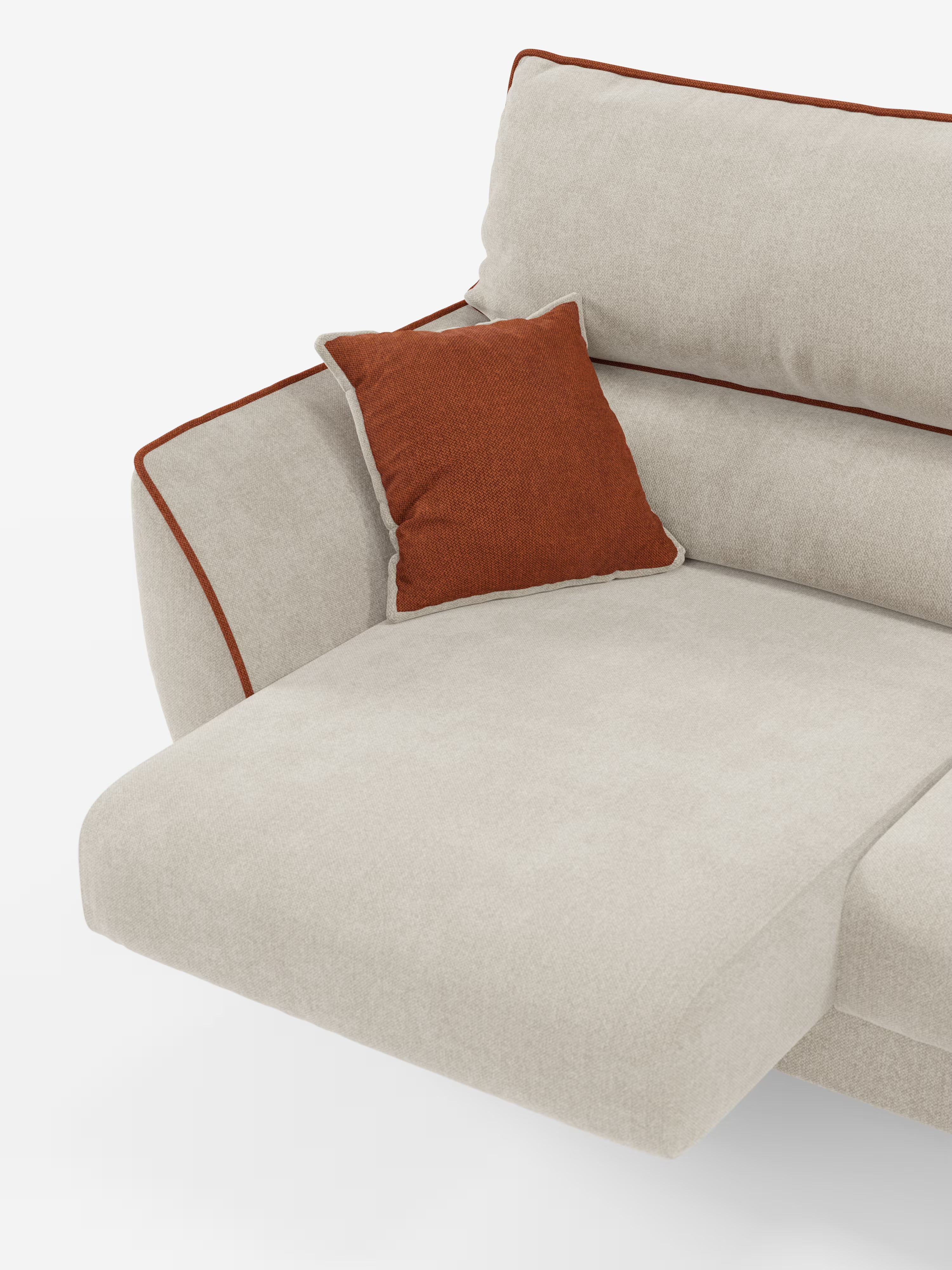 Michelangelo Sofá esquinero bicolor con chaise longue y asientos extensibles - reposacabezas reclinables en tejido antimanchas T23