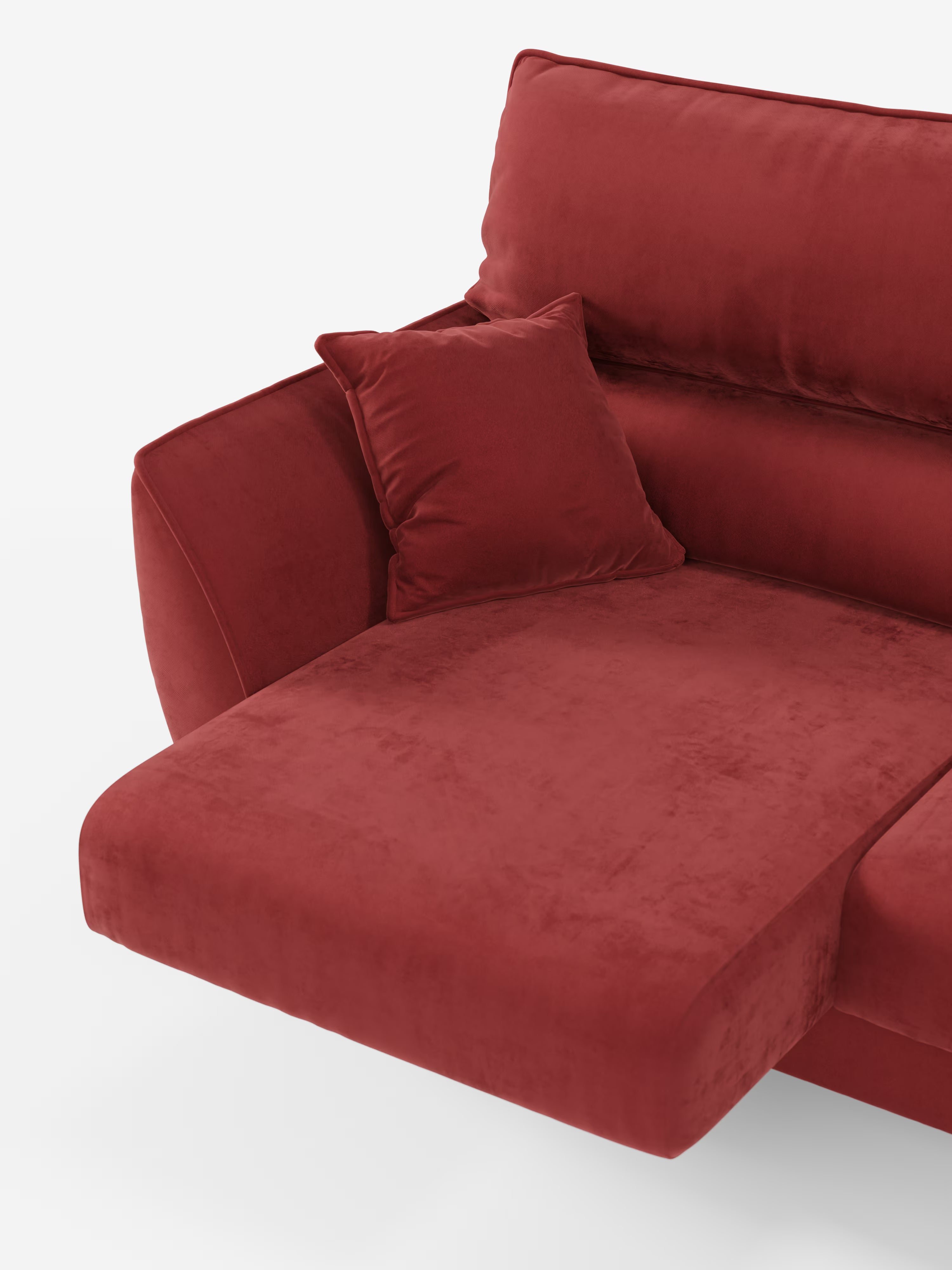 Michelangelo corner sofa with chaise longue and extendable seats - reclining headrests in refined stain-resistant velvet-effect fabric T30