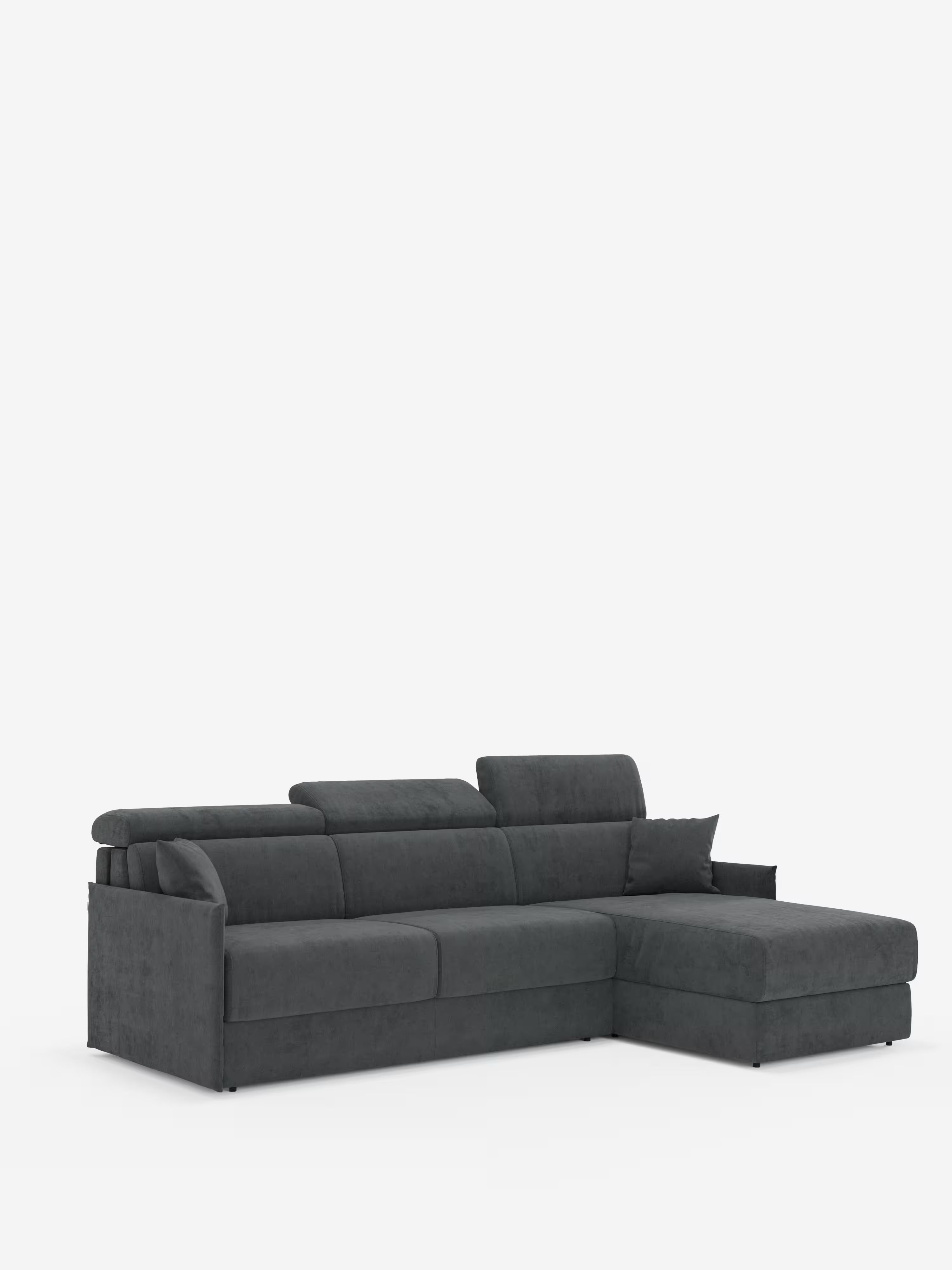 Miryam sofá cama esquinero compacto - reposacabezas reclinables y chaise longue con almacenaje en tejido antimanchas T31