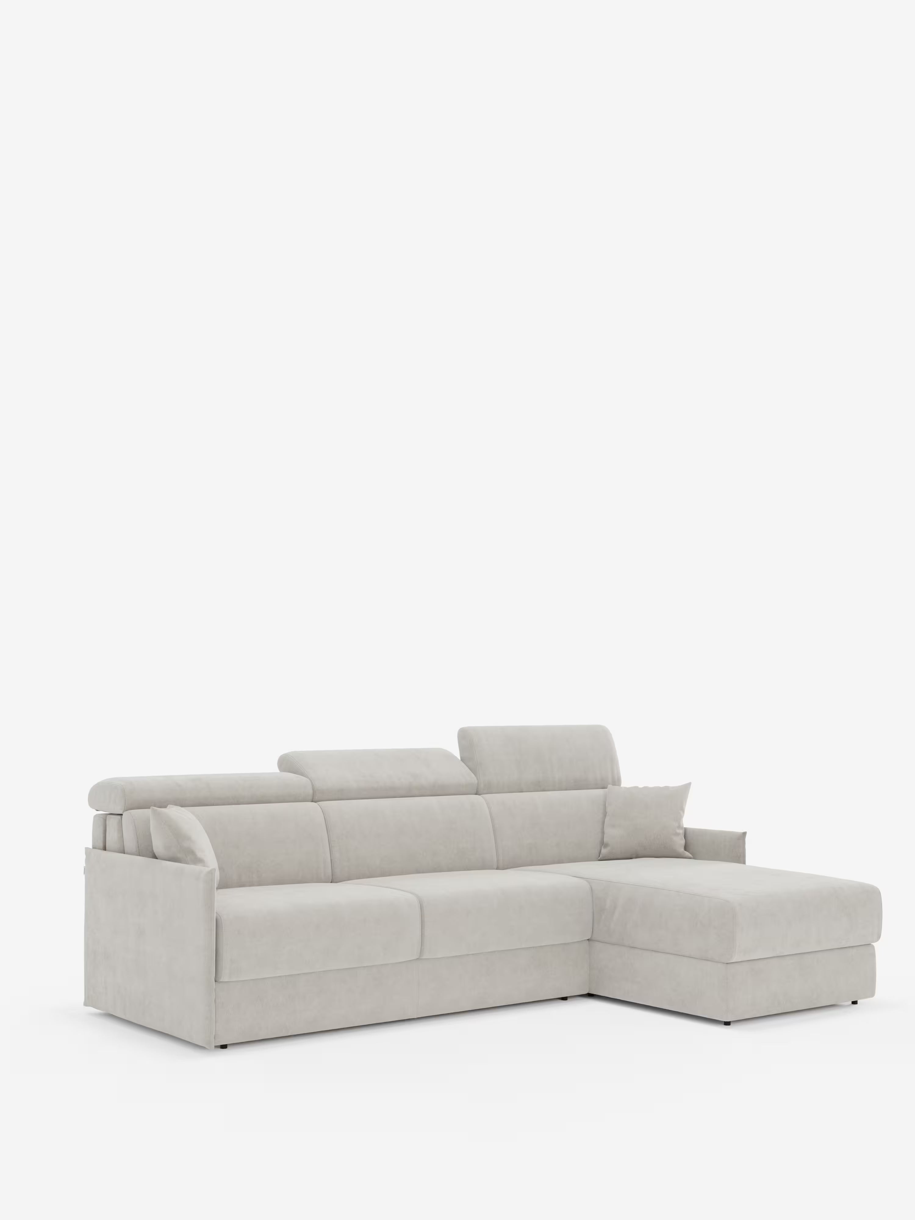 Miryam sofá cama esquinero compacto - reposacabezas reclinables y chaise longue con almacenaje en tejido antimanchas T31