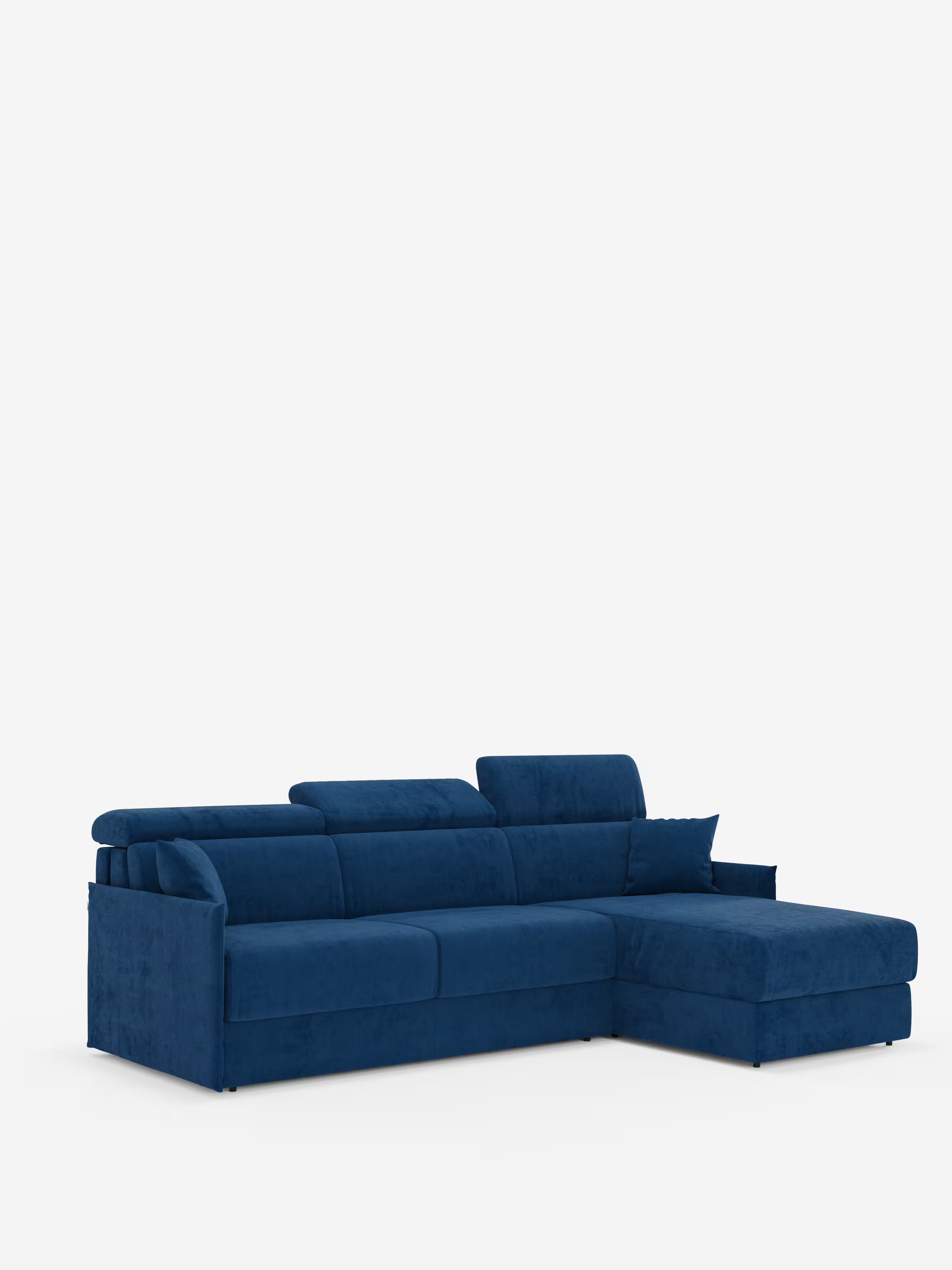Miryam sofá cama esquinero compacto - reposacabezas reclinables y chaise longue con almacenaje en tejido antimanchas T31