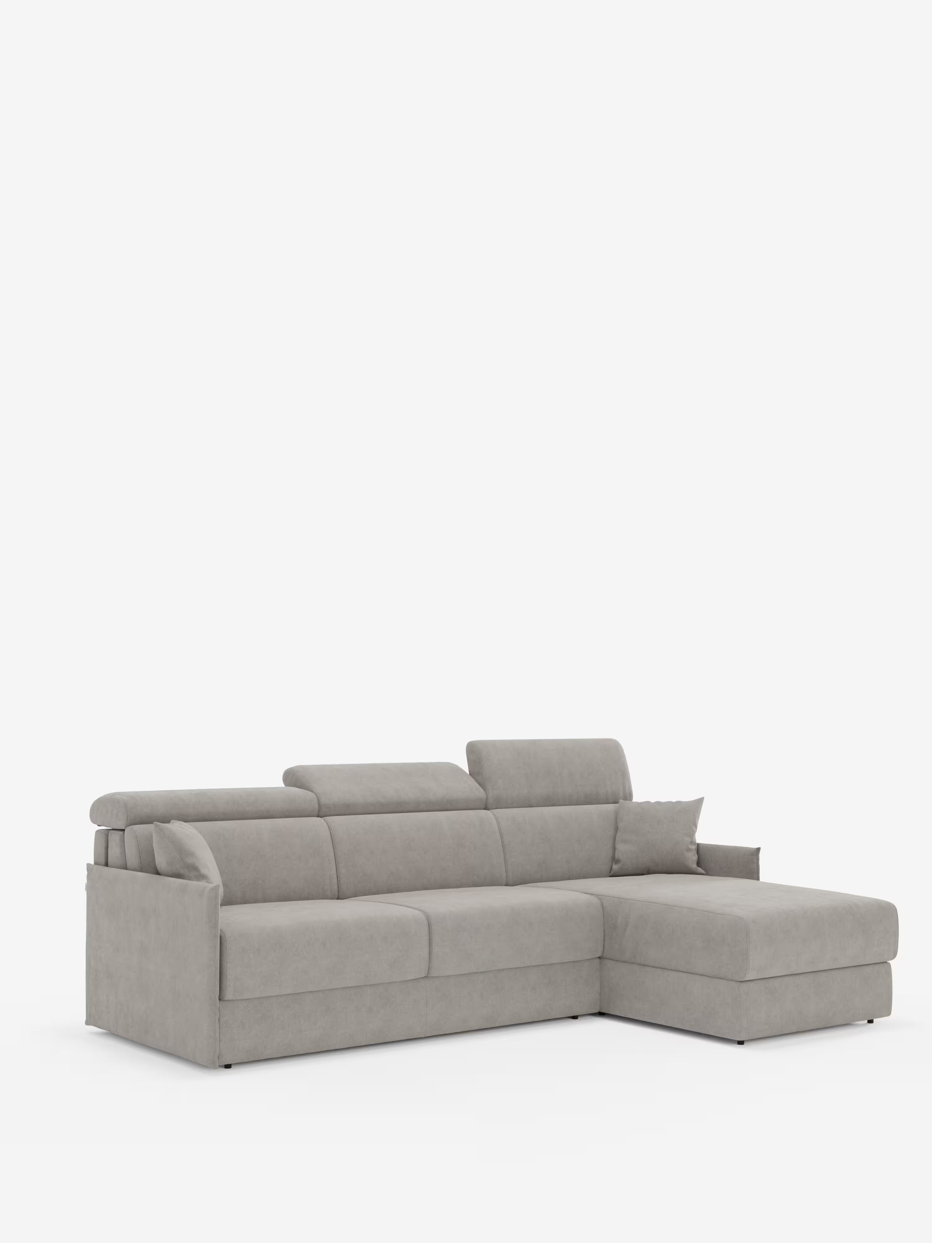 Miryam sofá cama esquinero compacto - reposacabezas reclinables y chaise longue con almacenaje en tejido antimanchas T31