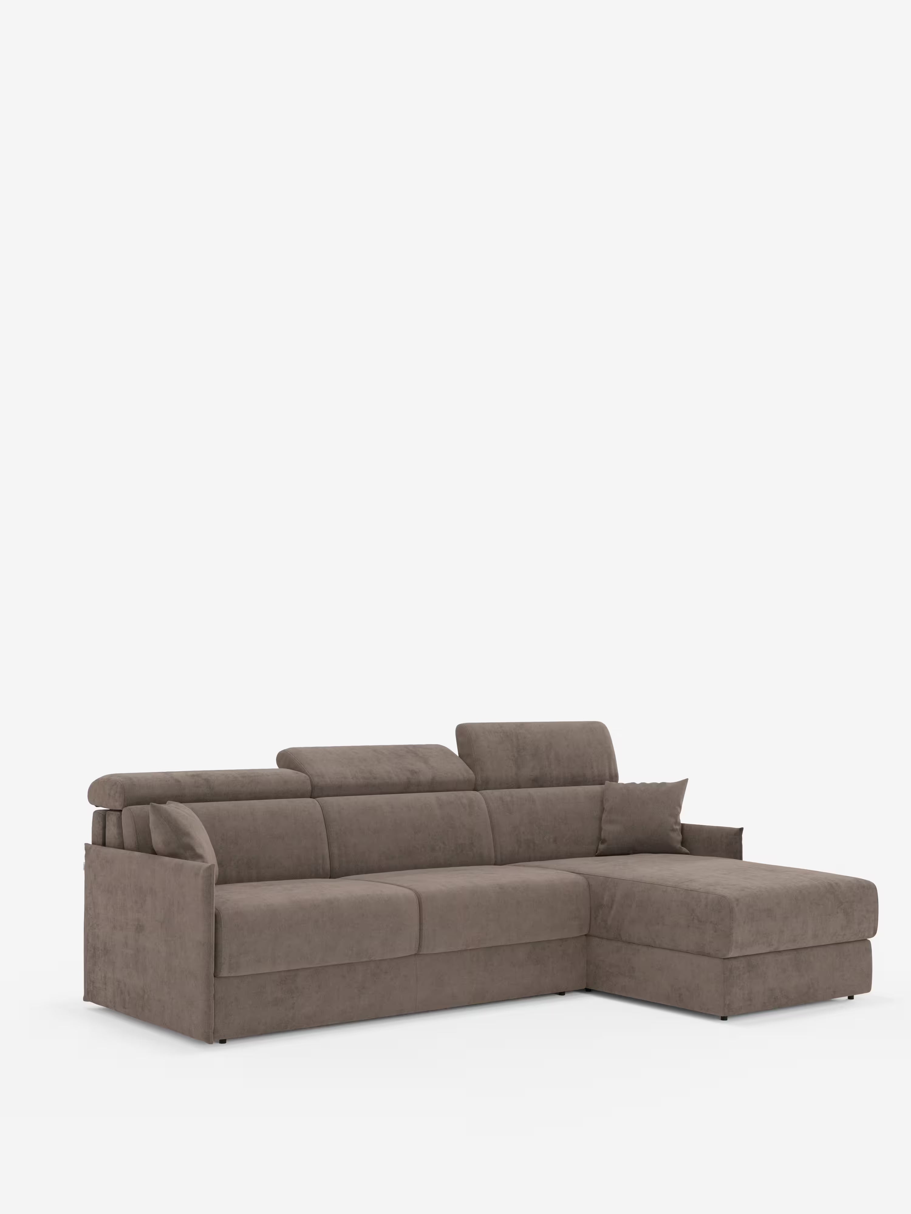 Miryam sofá cama esquinero compacto - reposacabezas reclinables y chaise longue con almacenaje en tejido antimanchas T31