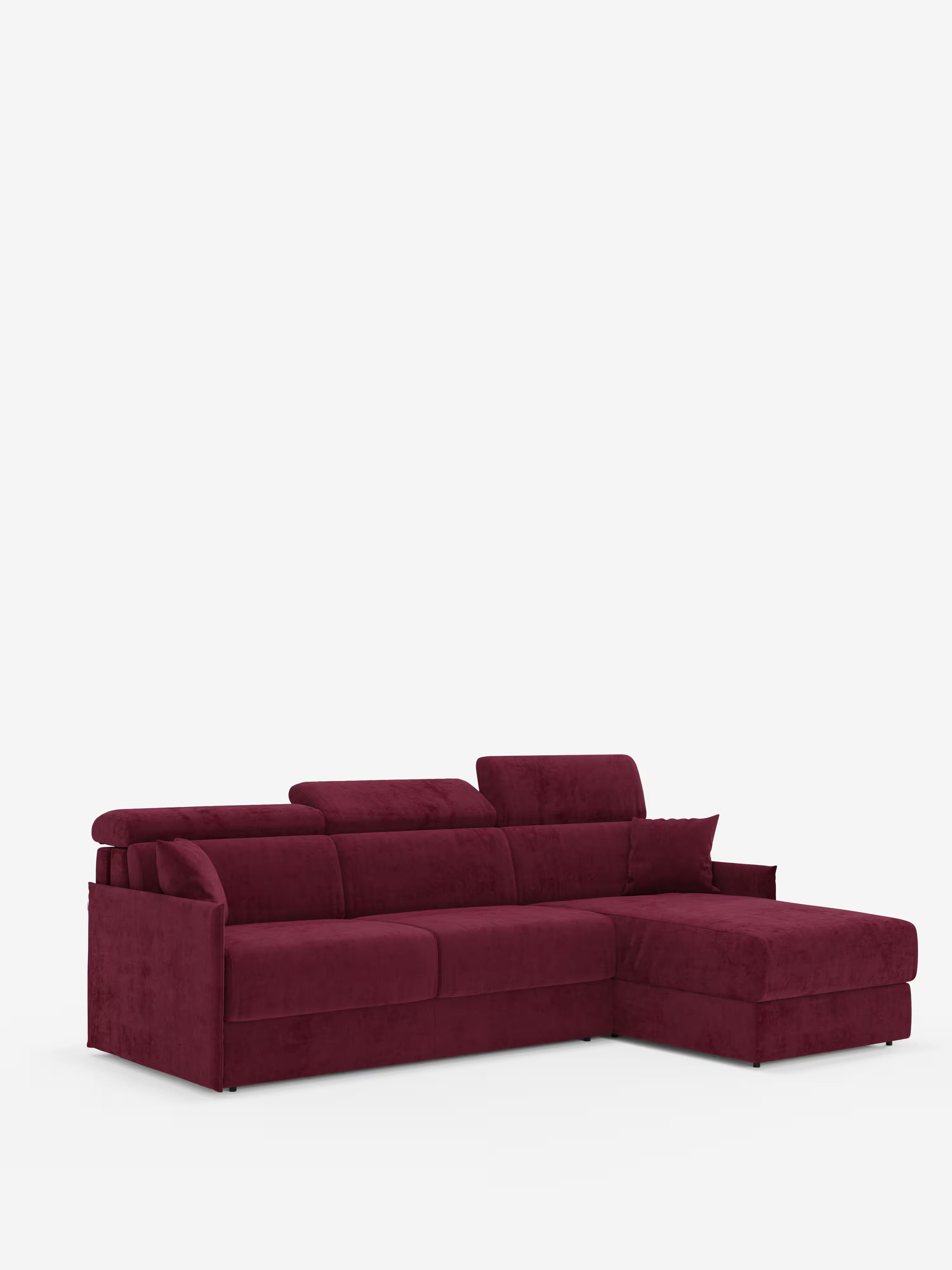 Miryam sofá cama esquinero compacto - reposacabezas reclinables y chaise longue con almacenaje en tejido antimanchas T31