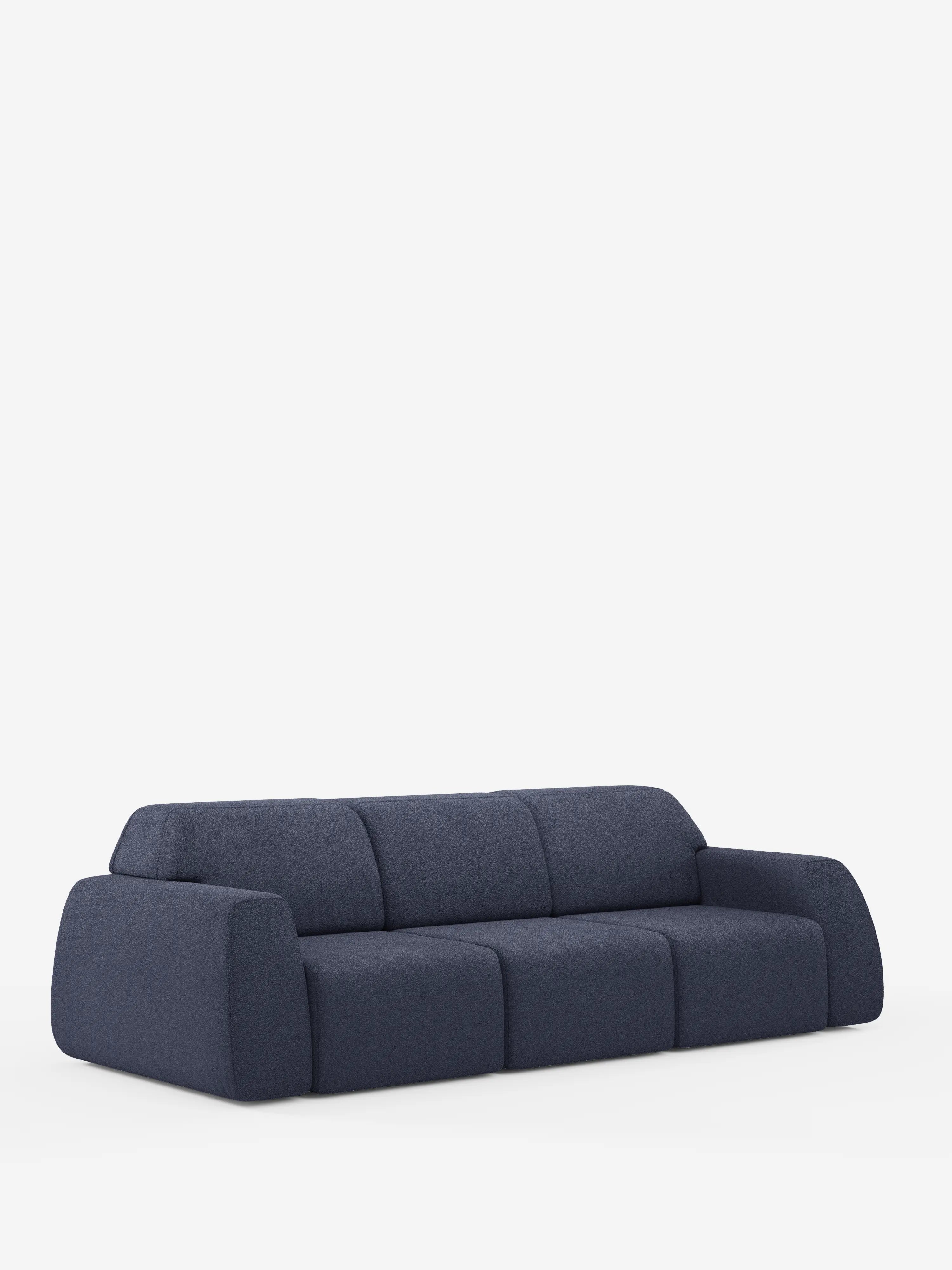 Orbit Sofa mit 3 verschiebbaren und ausziehbaren Sitzen aus schmutzabweisendem Stoff in Baumwolloptik T33