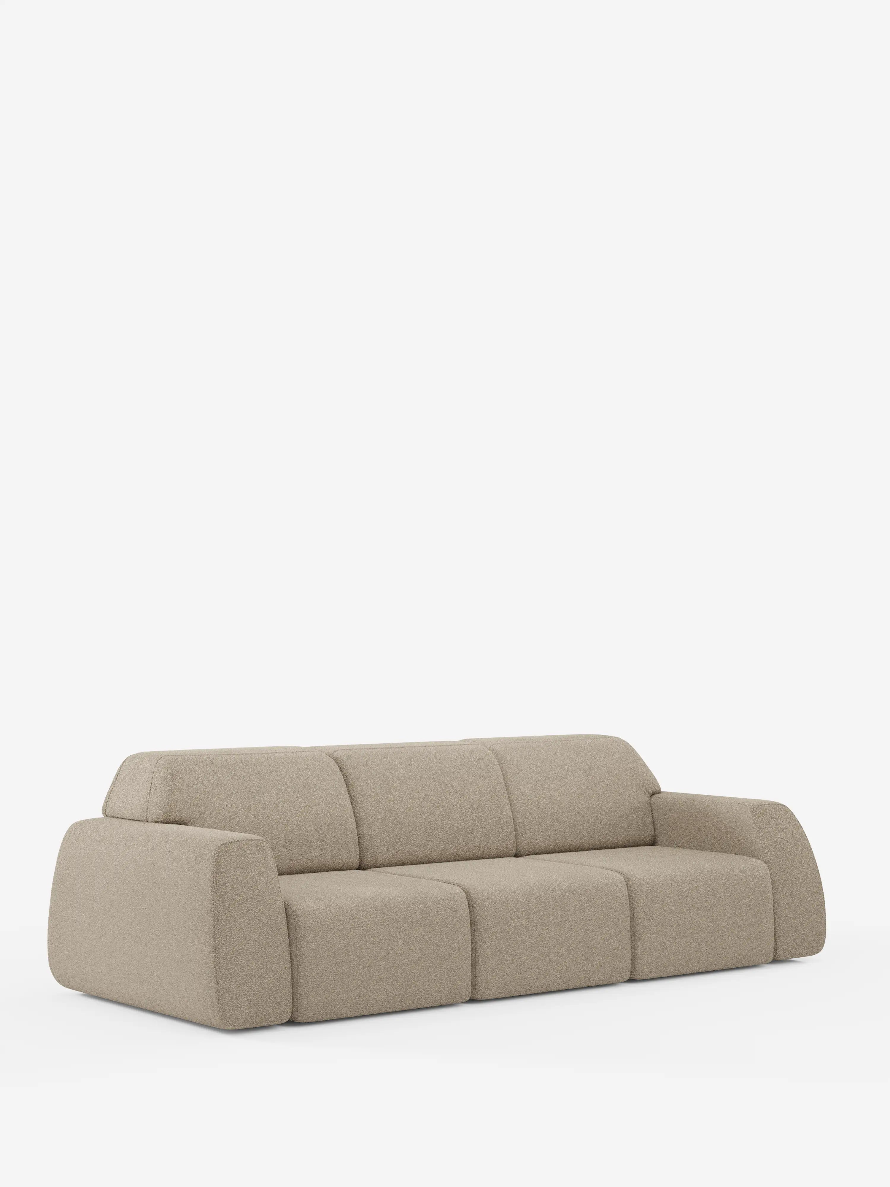 Orbit Sofa mit 3 verschiebbaren und ausziehbaren Sitzen aus schmutzabweisendem Stoff in Baumwolloptik T33
