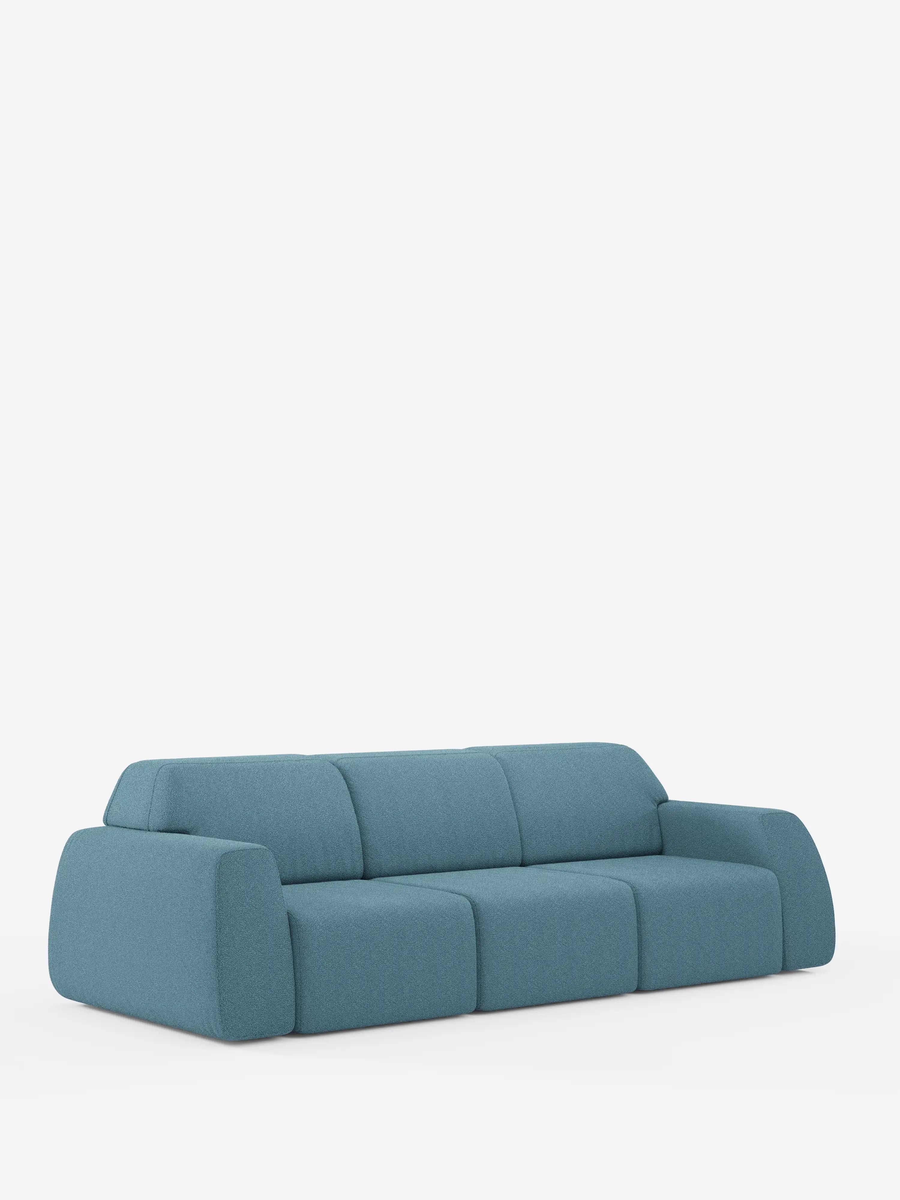 Orbit Sofa mit 3 verschiebbaren und ausziehbaren Sitzen aus schmutzabweisendem Stoff in Baumwolloptik T33