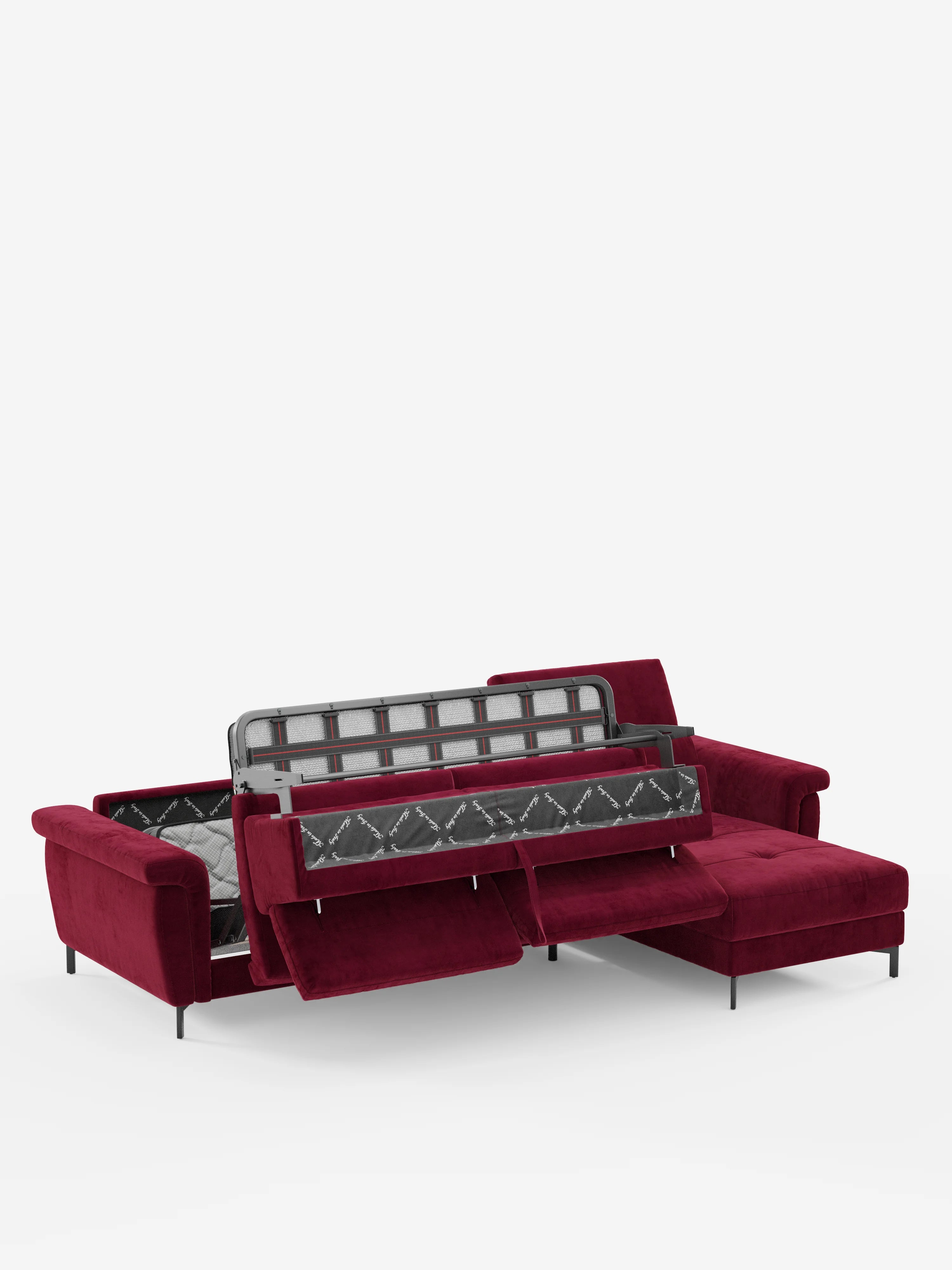 Capri Divano letto angolare con penisola contenitore e poggiatesta reclinabili - elegante tessuto smacchiabile T30