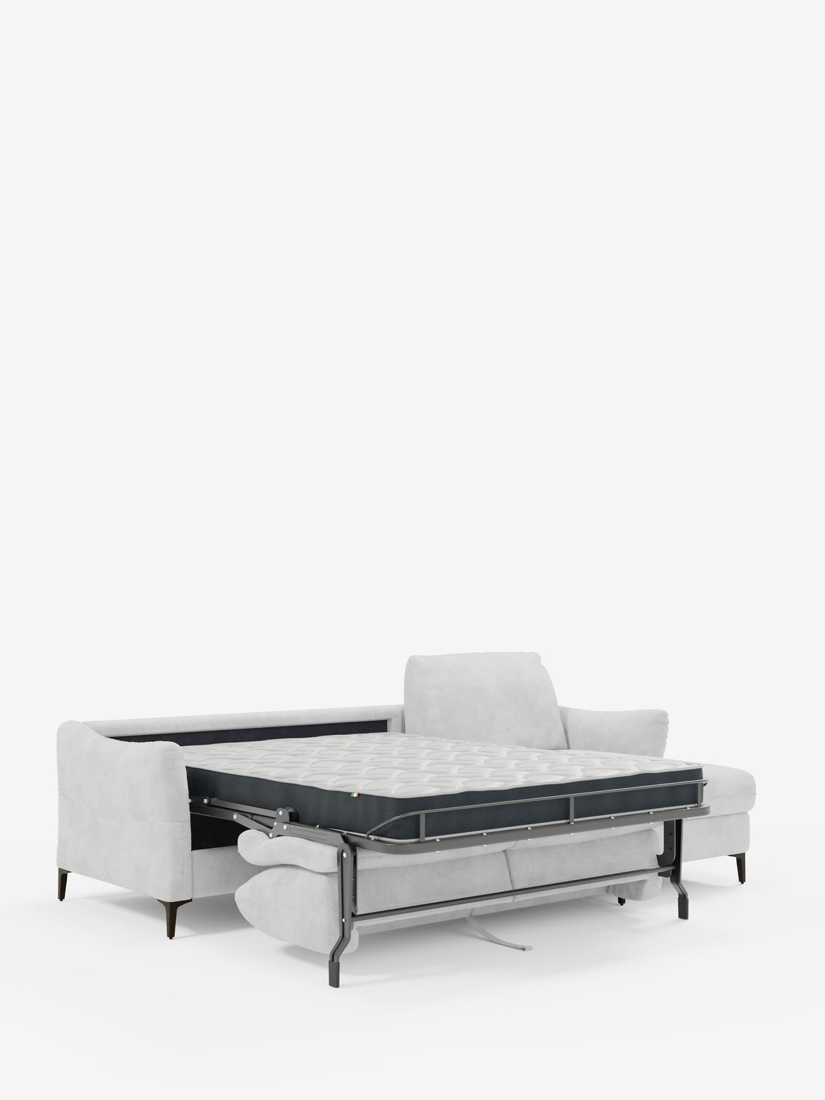 Dalia divano letto con penisola contenitore e materasso alto 18 cm - piedini alti e tessuto smacchiabile T30