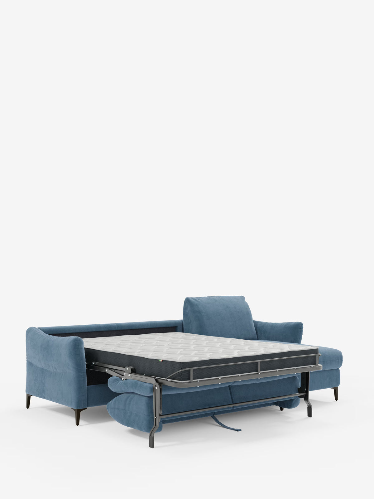 Dalia divano letto con penisola contenitore e materasso alto 18 cm - piedini alti e tessuto smacchiabile T30