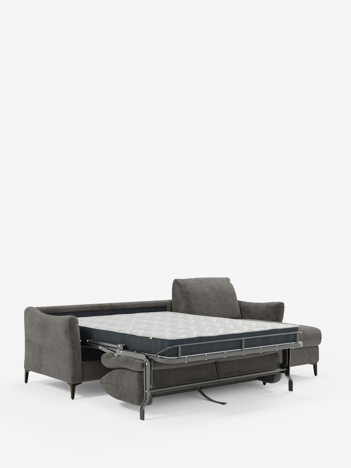 Dalia divano letto con penisola contenitore e materasso alto 18 cm - piedini alti e tessuto smacchiabile T30