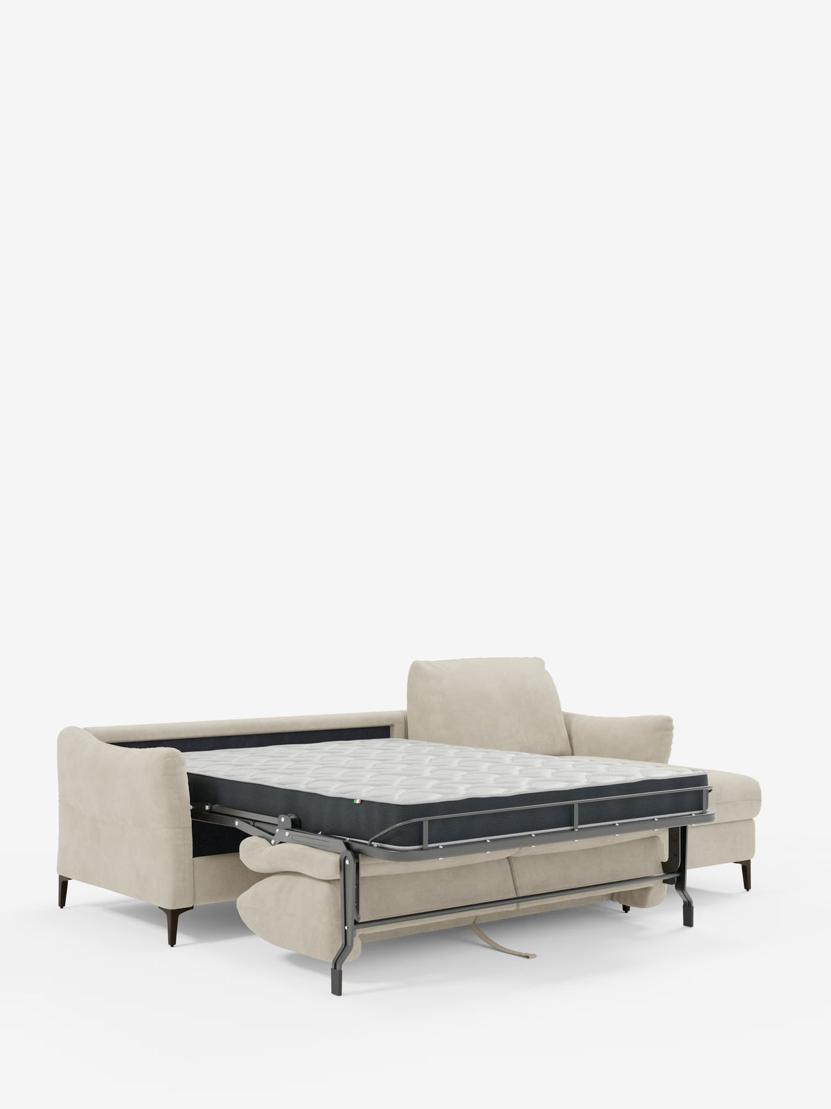 Dalia divano letto con penisola contenitore e materasso alto 18 cm - piedini alti e tessuto smacchiabile T30