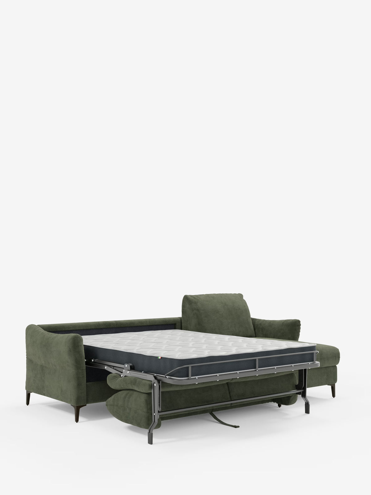 Dalia divano letto con penisola contenitore e materasso alto 18 cm - piedini alti e tessuto smacchiabile T30