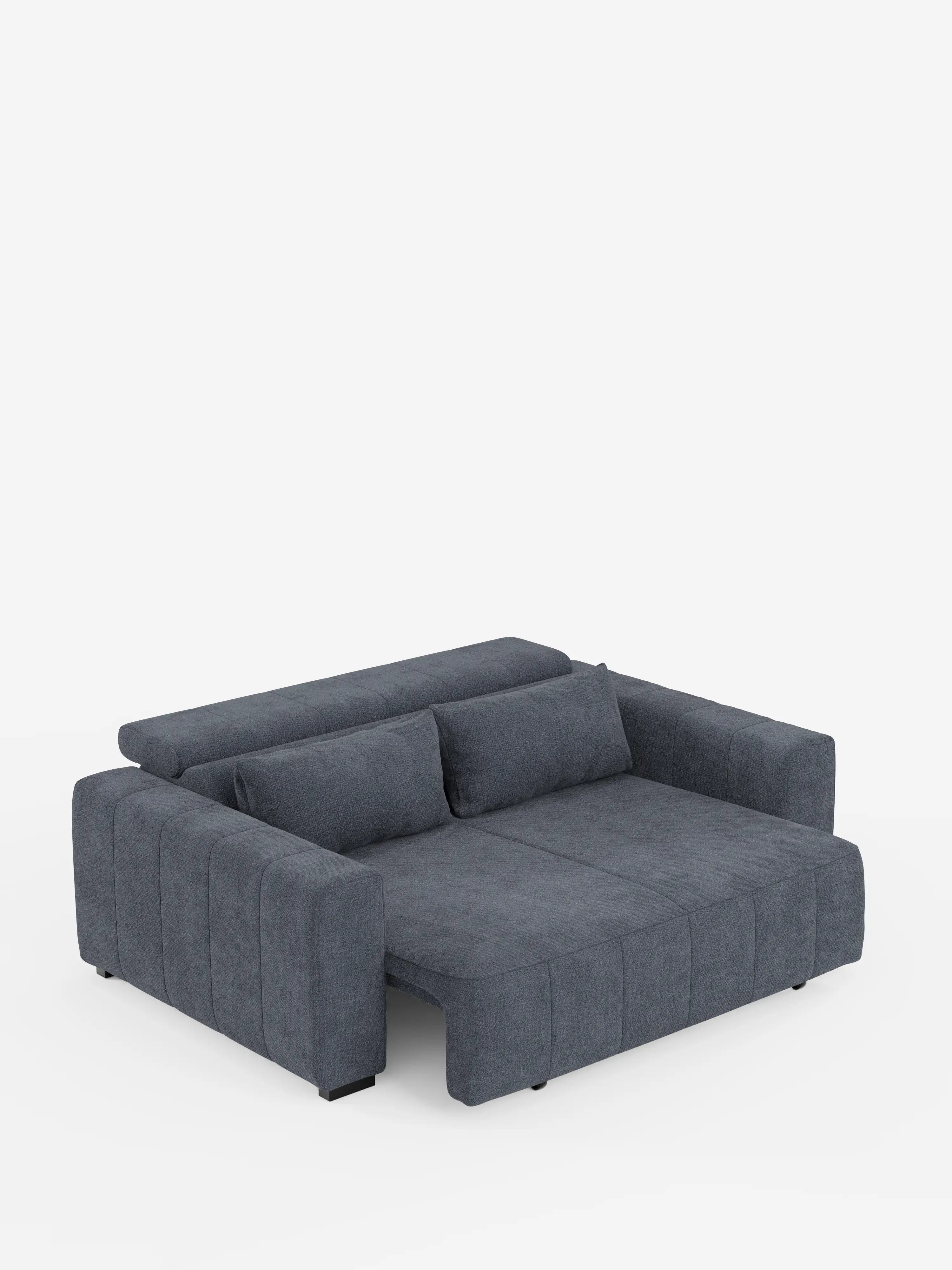 Vi presentiamo il divano a 3 posti Doric di Divani.Store: un divano imbottito in stile contemporaneo color grigio scuro, caratterizzato da ampi braccioli, due cuscini dello schienale coordinati e uno schienale dal profilo ribassato. Presentato su uno sfondo bianco, questo spazioso divano a tre posti offre un comfort eccezionale grazie alle sedute allungabili tramite reclinazione elettrica e al poggiatesta regolabile, il tutto realizzato in tessuto T23 facile da pulire.