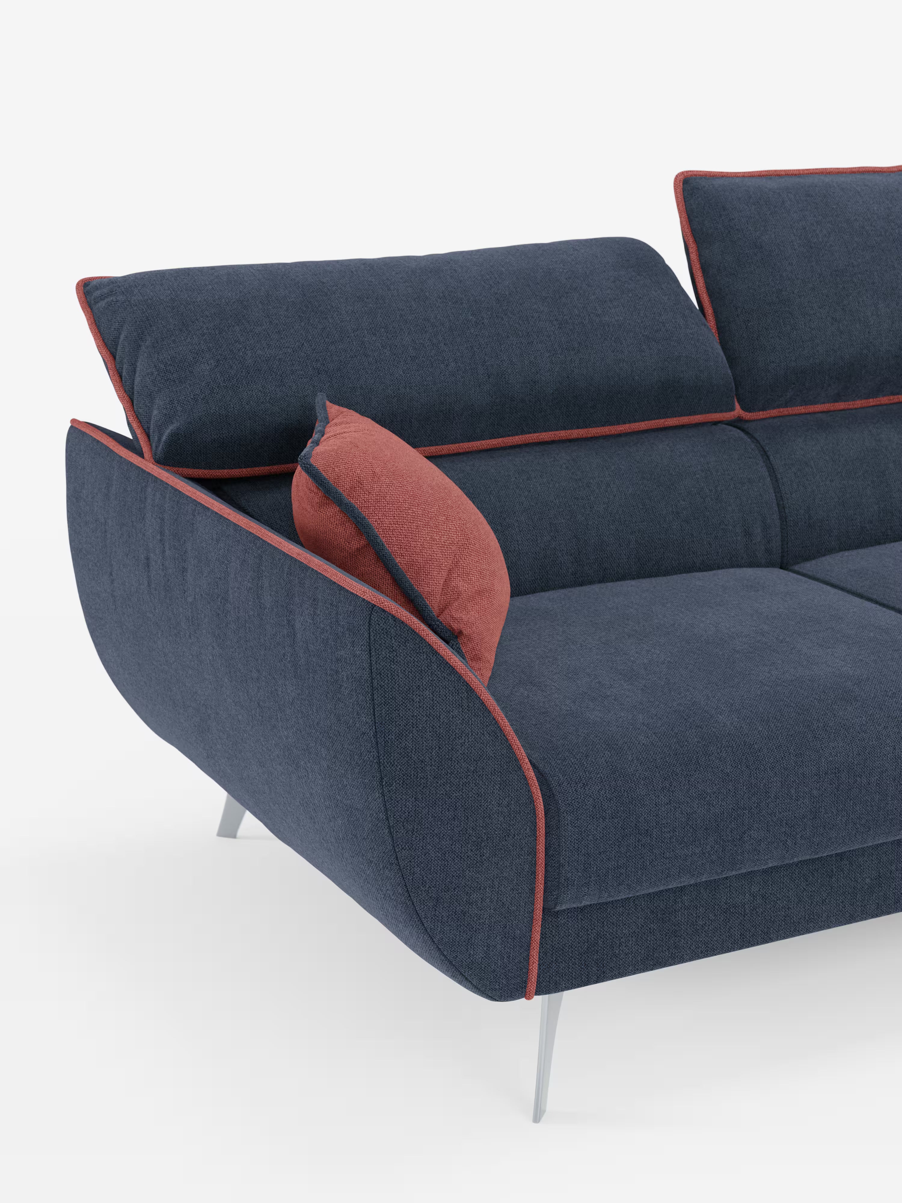 Michelangelo Sofá esquinero bicolor con chaise longue y asientos extensibles - reposacabezas reclinables en tejido antimanchas T23